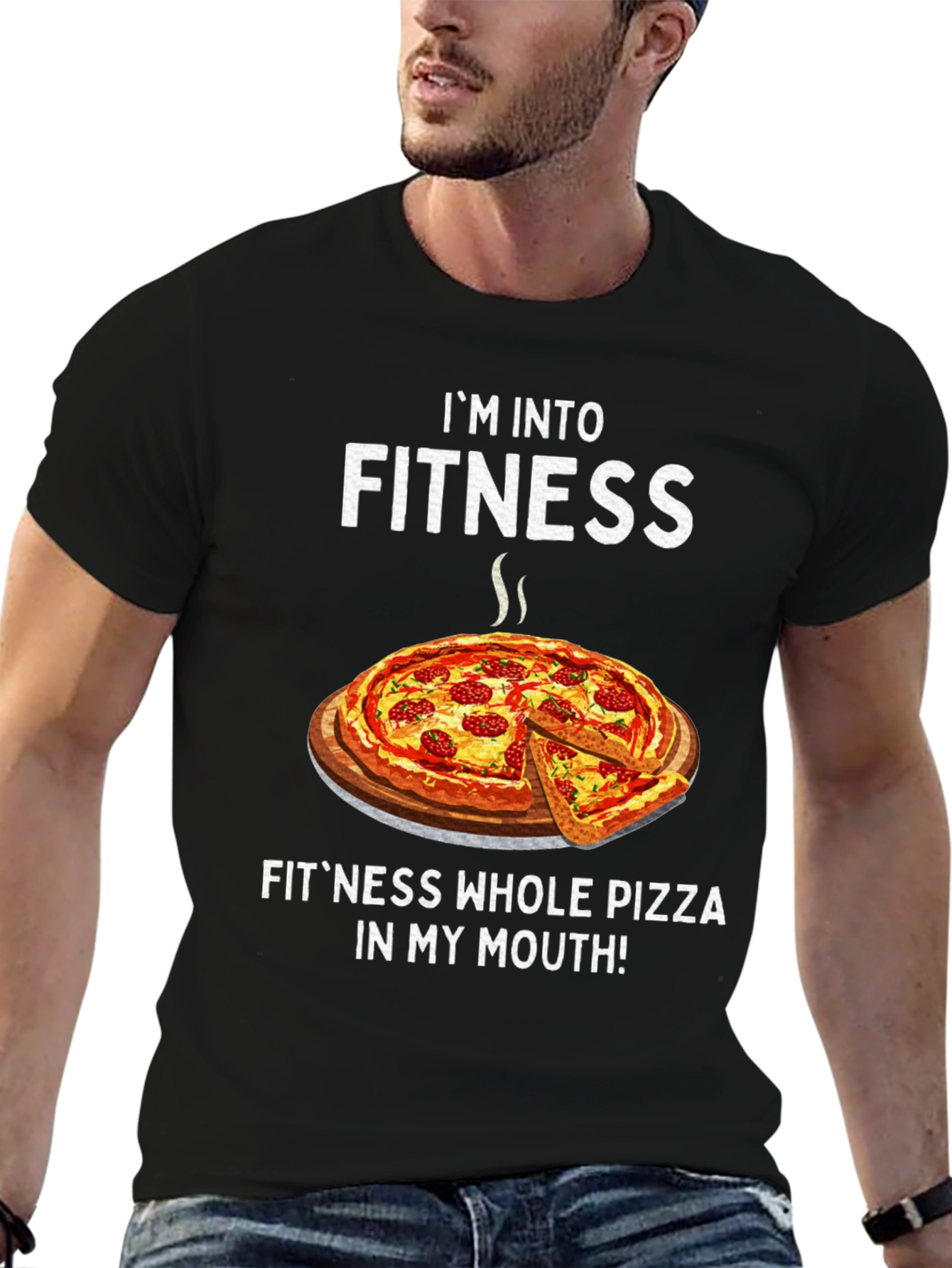 Im Into Fitness Pizza T-Shirt Funny Foodie Tee