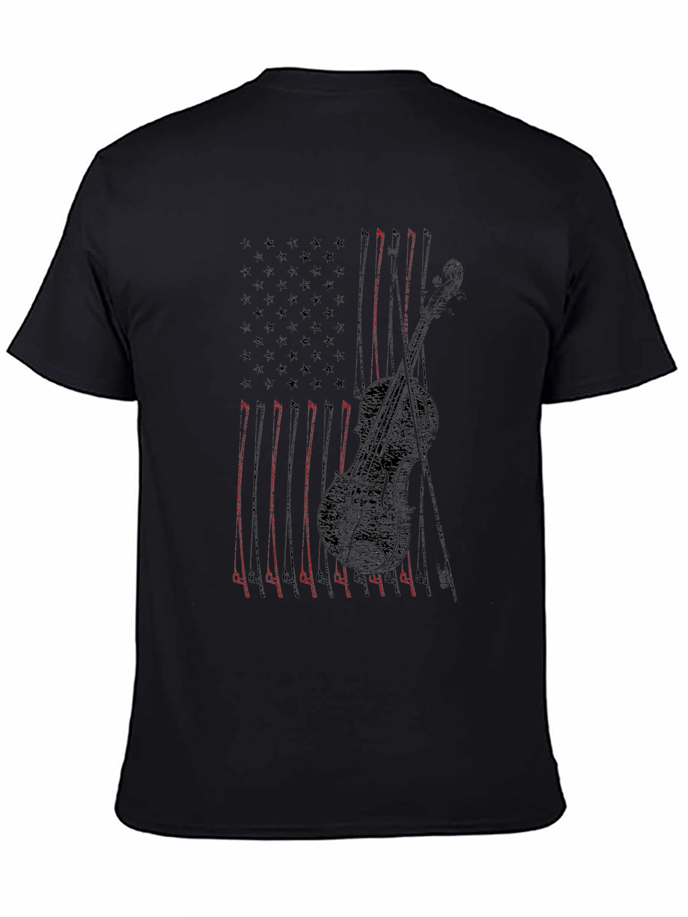 American Flag Violin Graphic Tee - Patriotic Music Shirt