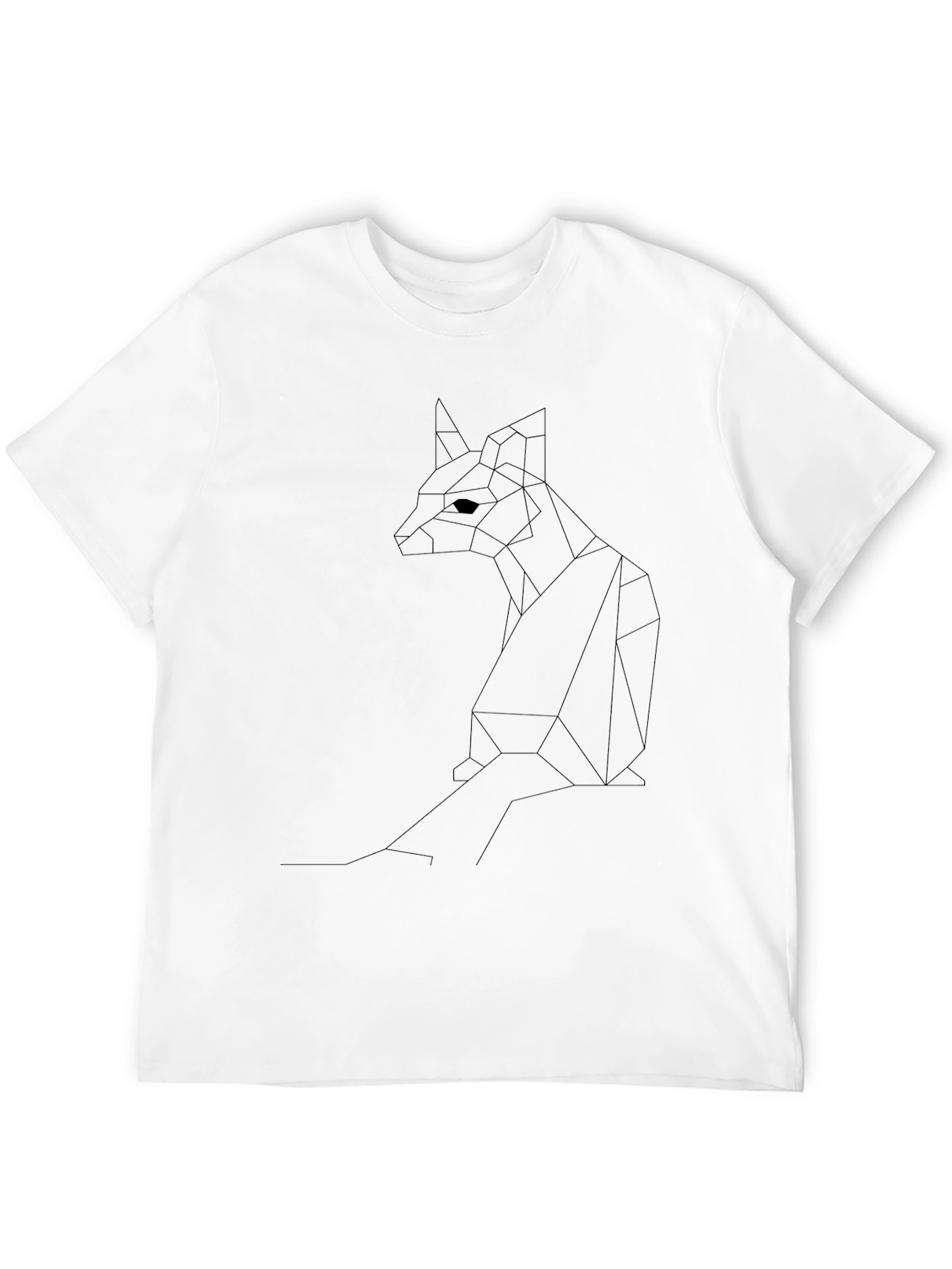 Geometric Fox Graphic Tee - Modern Black T-Shirt