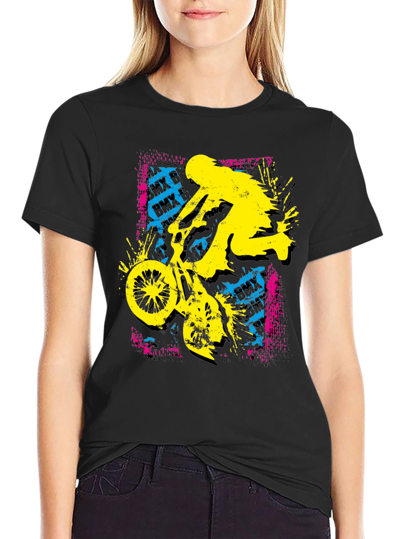 BMX Rider Graphic Print Black Tee