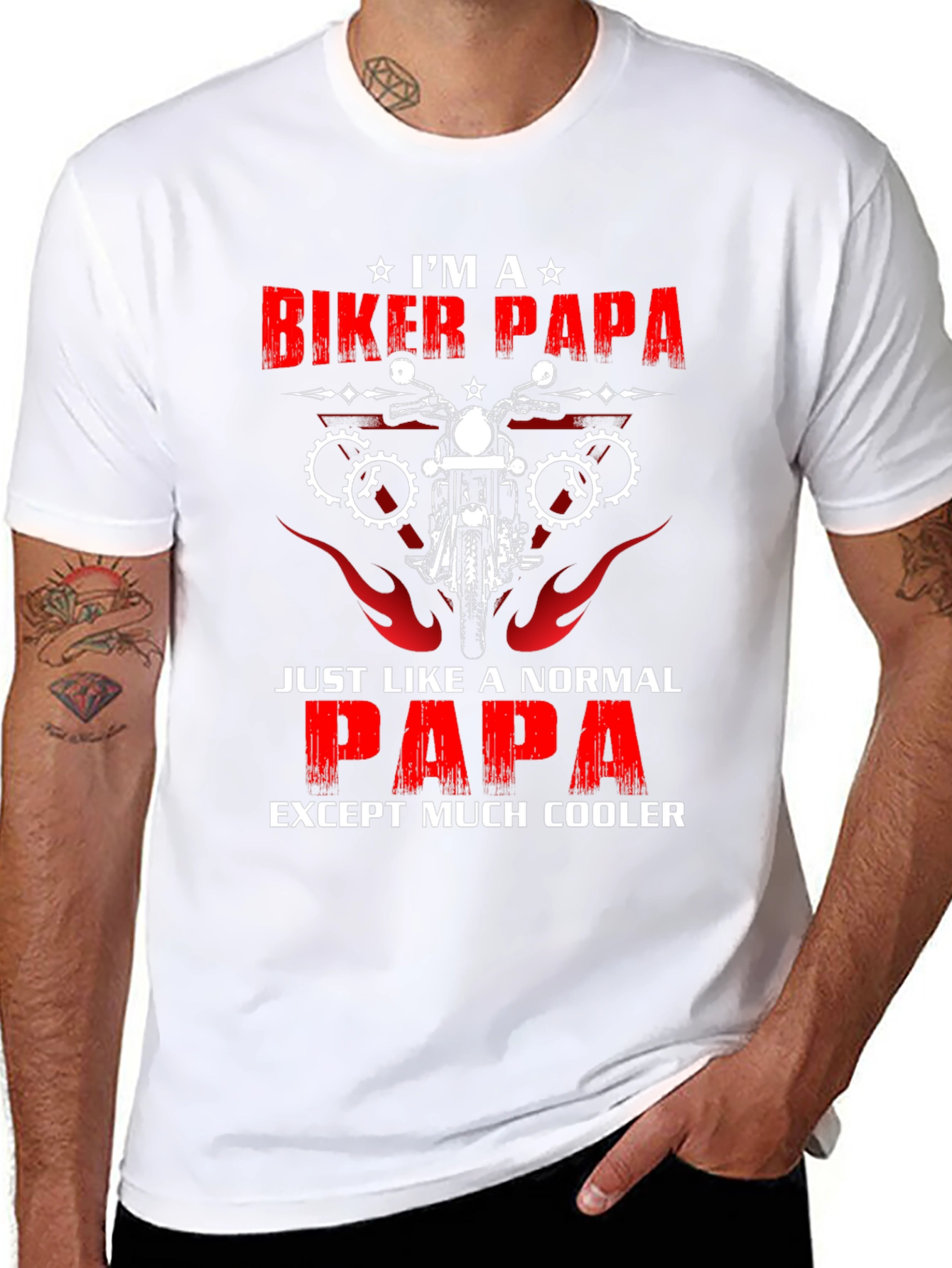Biker Papa T-Shirt - Cool Dad Tee