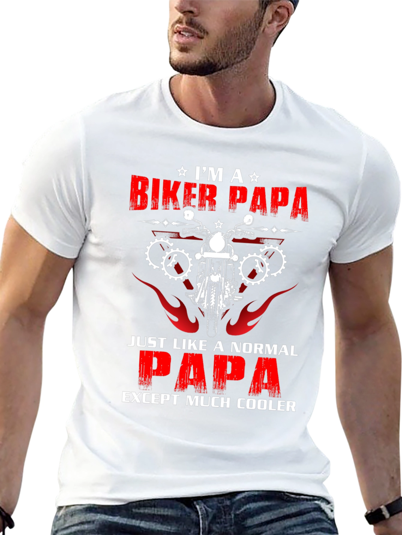Biker Papa T-Shirt - Cool Dad Tee