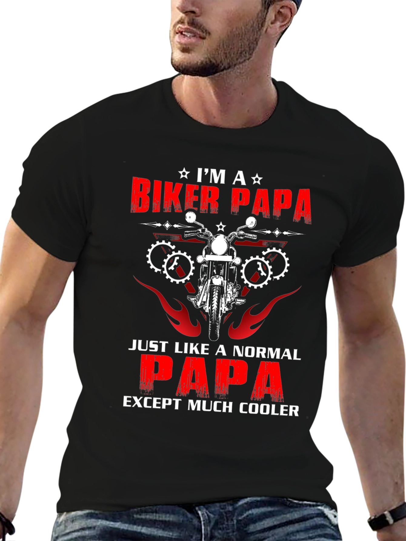 Biker Papa T-Shirt - Cool Dad Tee