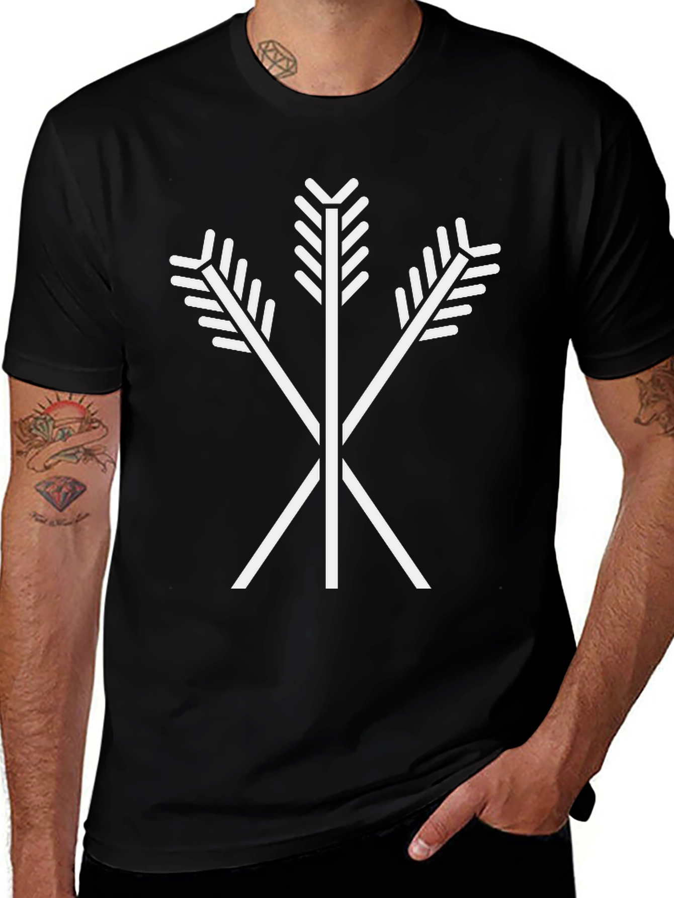 Arrow Emblem Black T-Shirt | Tribal Symbol Tee