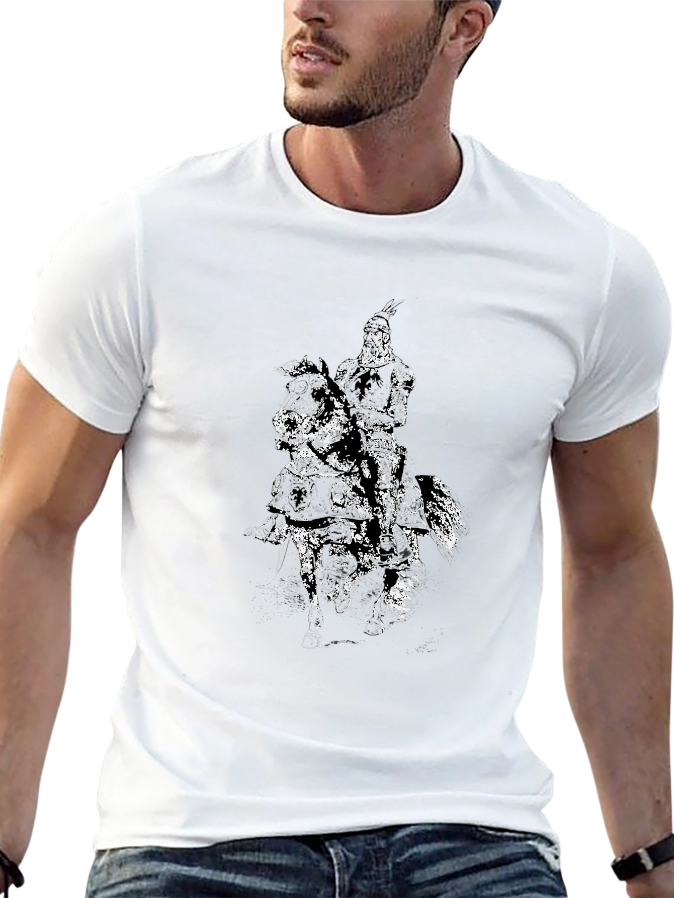 Equestrian Knight Graphic Black T-Shirt