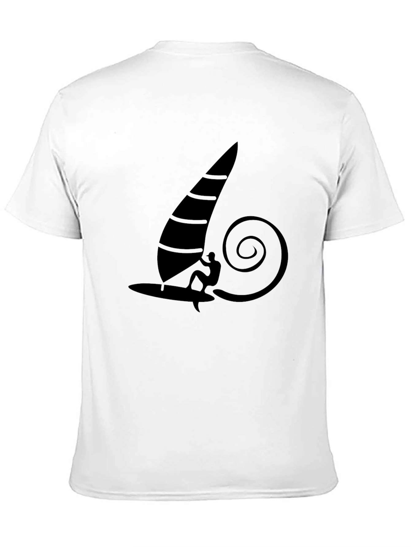Windsurfing Graphic Tee - Black Cotton T-Shirt