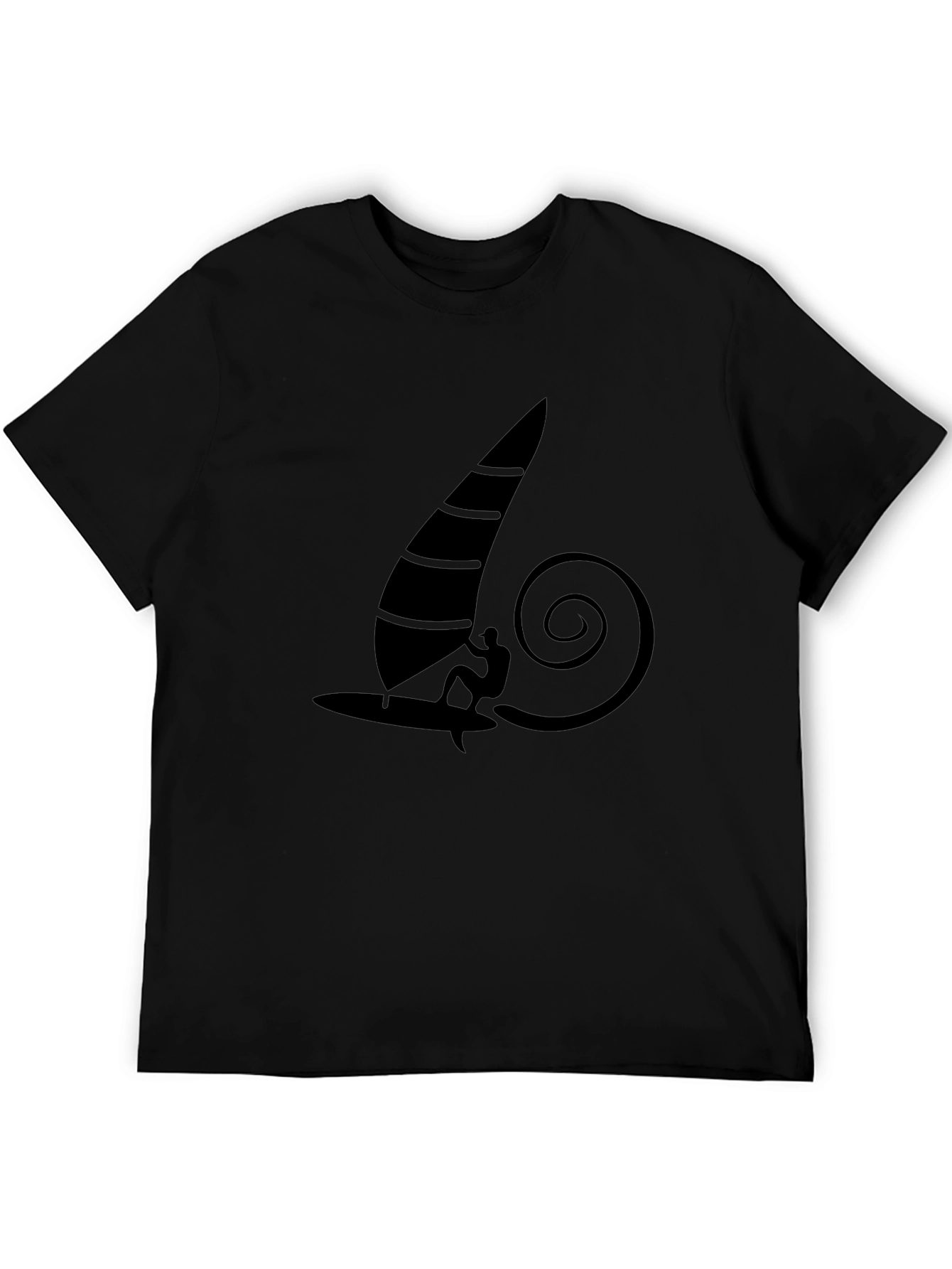 Windsurfing Graphic Tee - Black Cotton T-Shirt