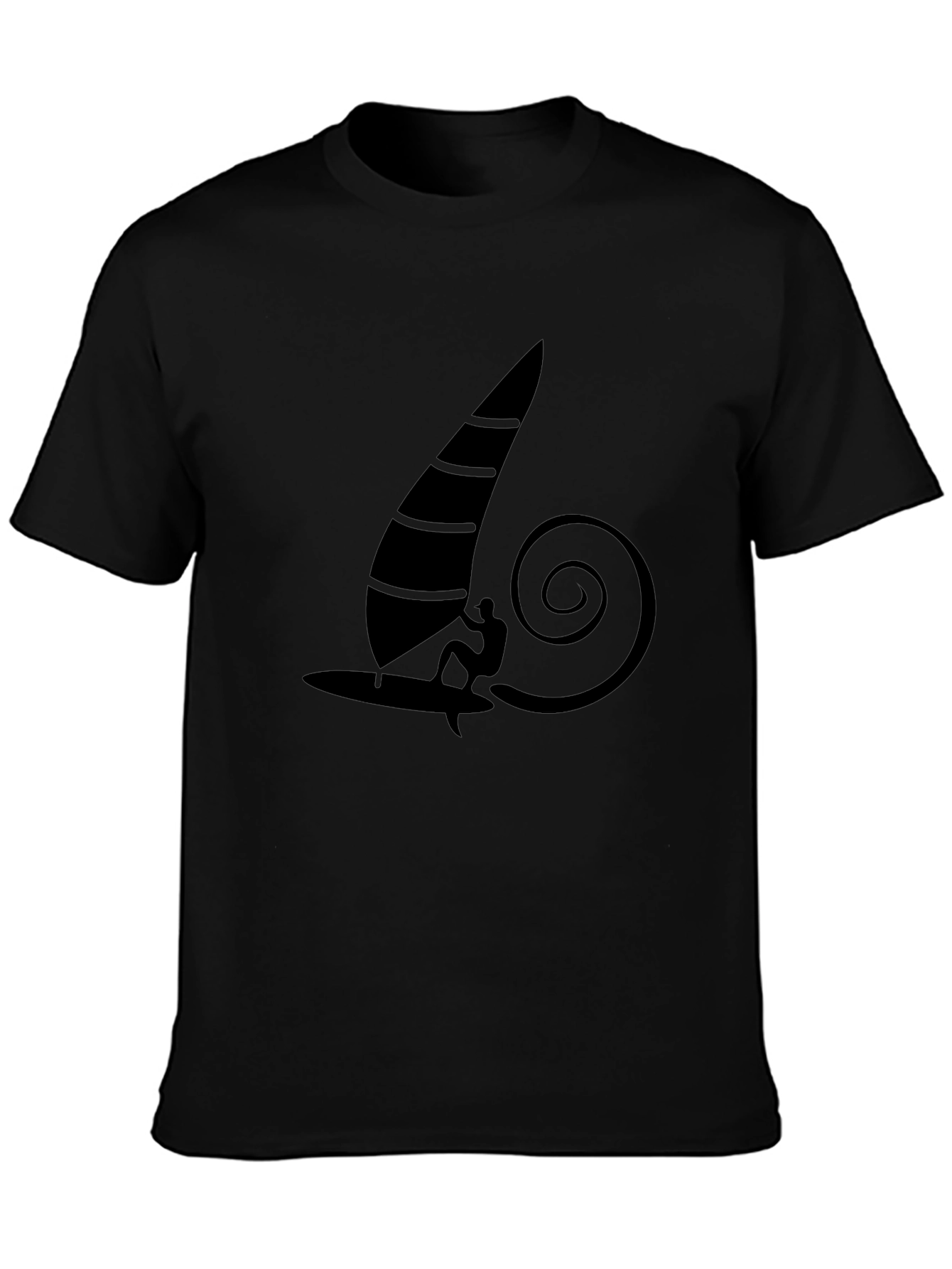 Windsurfing Graphic Tee - Black Cotton T-Shirt