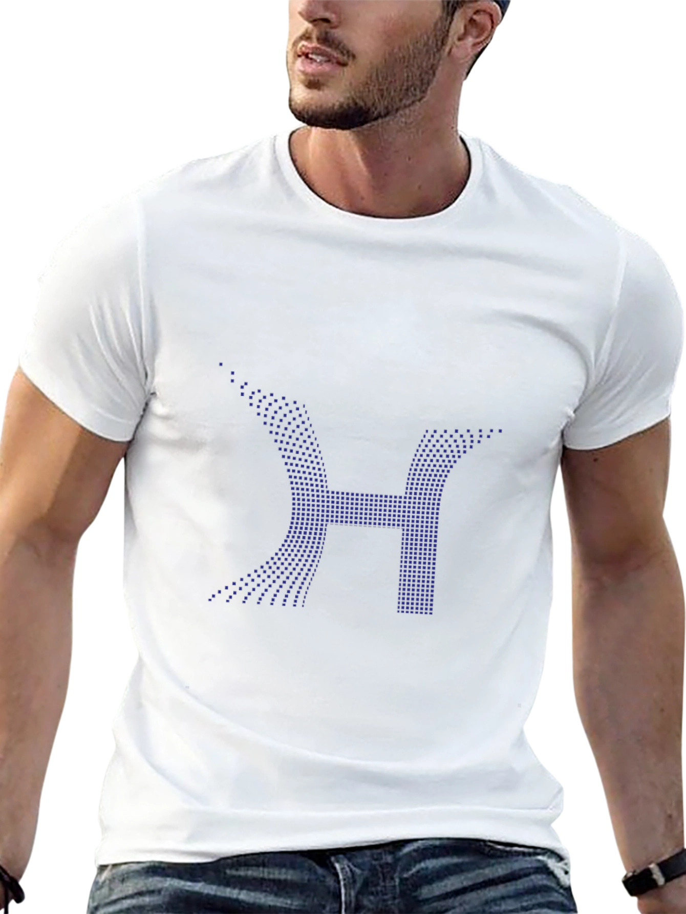 Mens Black T-Shirt with Digital H Design