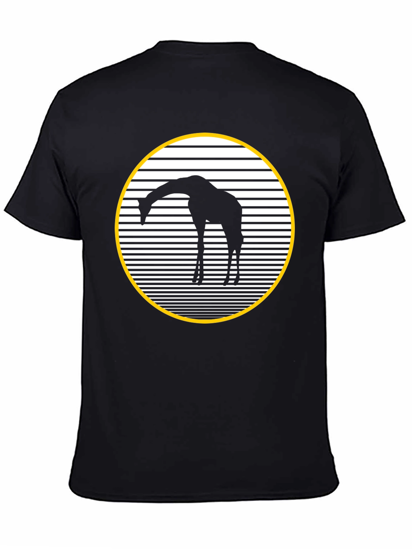 Giraffe Silhouette Graphic Tee - Black Crew Neck Shirt