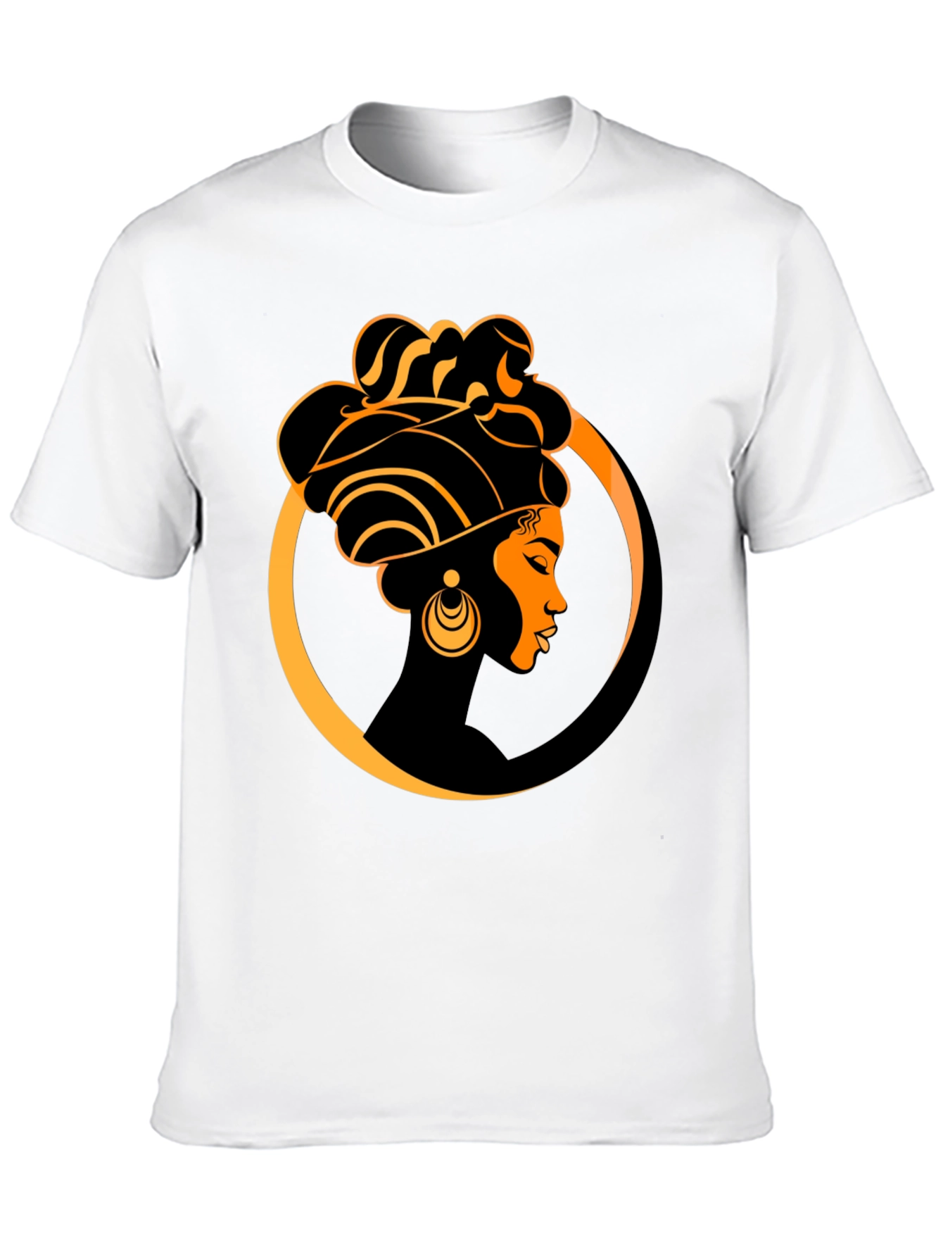 Elegant Afro Woman Graphic Tee - Black