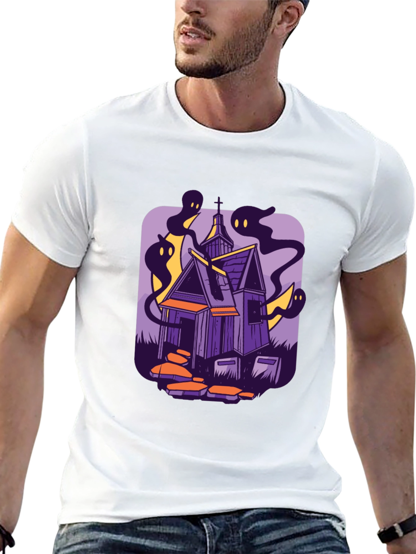 Haunted House Graphic Tee - Spooky Season Style