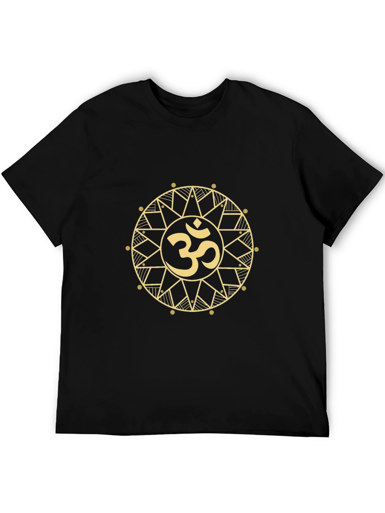 Om Symbol Mandala Graphic Tee - Black Cotton Blend