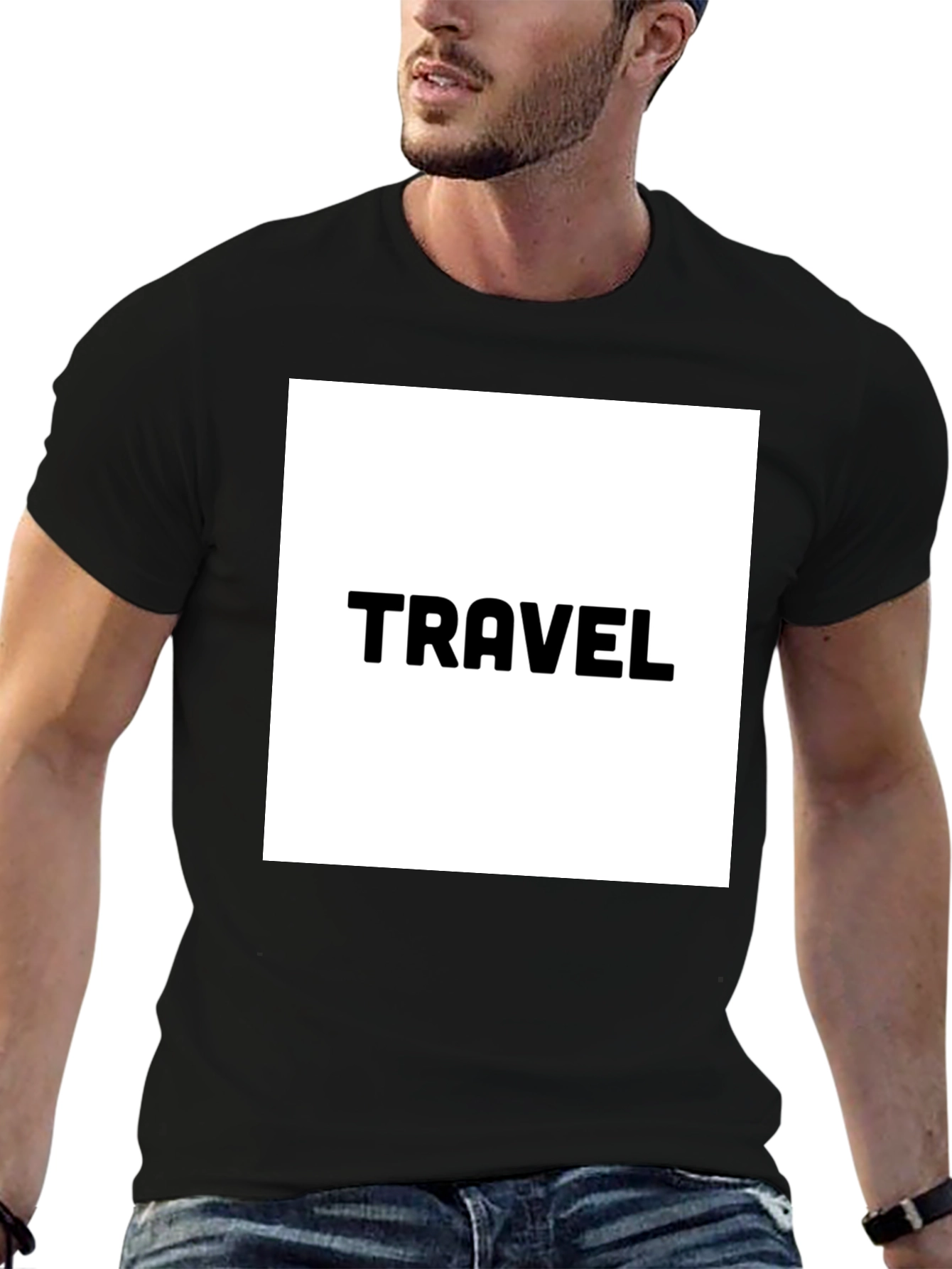 Travel Graphic Tee - Black Cotton T-Shirt