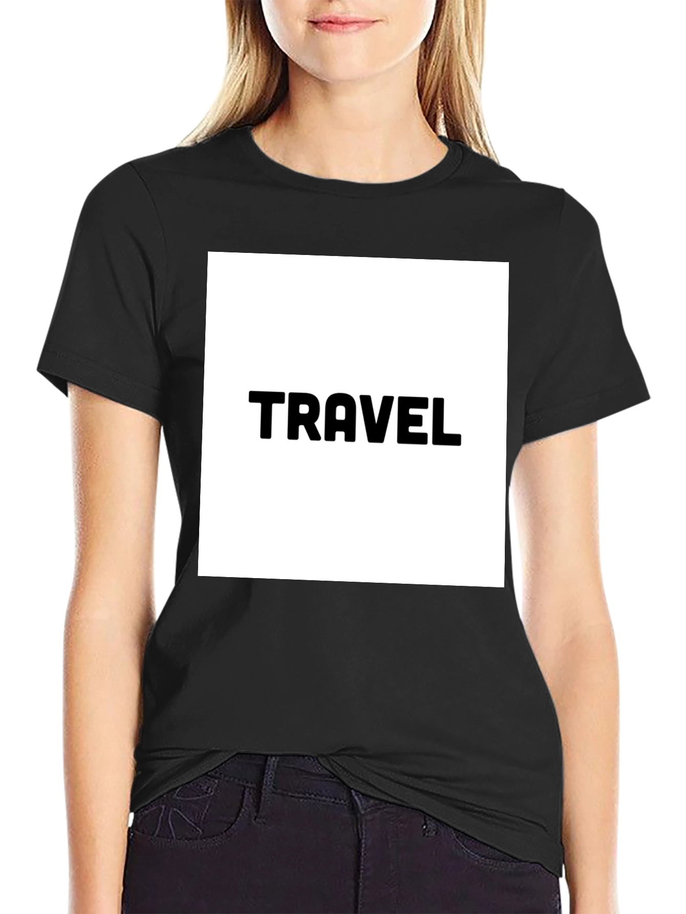 Travel Graphic Tee - Black Cotton T-Shirt
