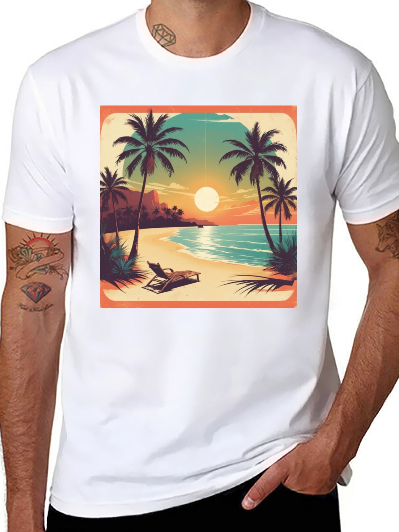 Tropical Beach Sunset Graphic Tee