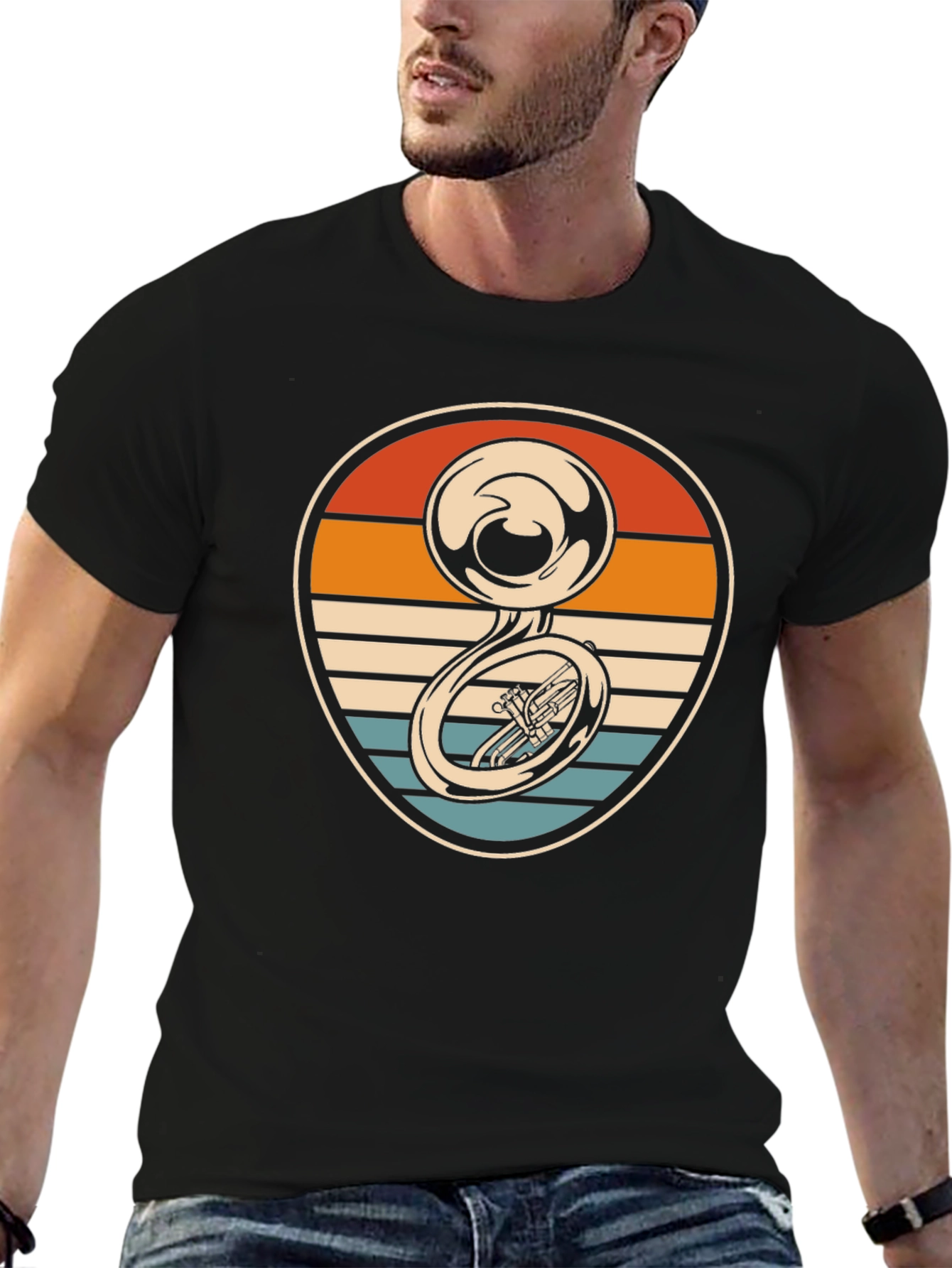 Retro Tuba Sunset Graphic Tee