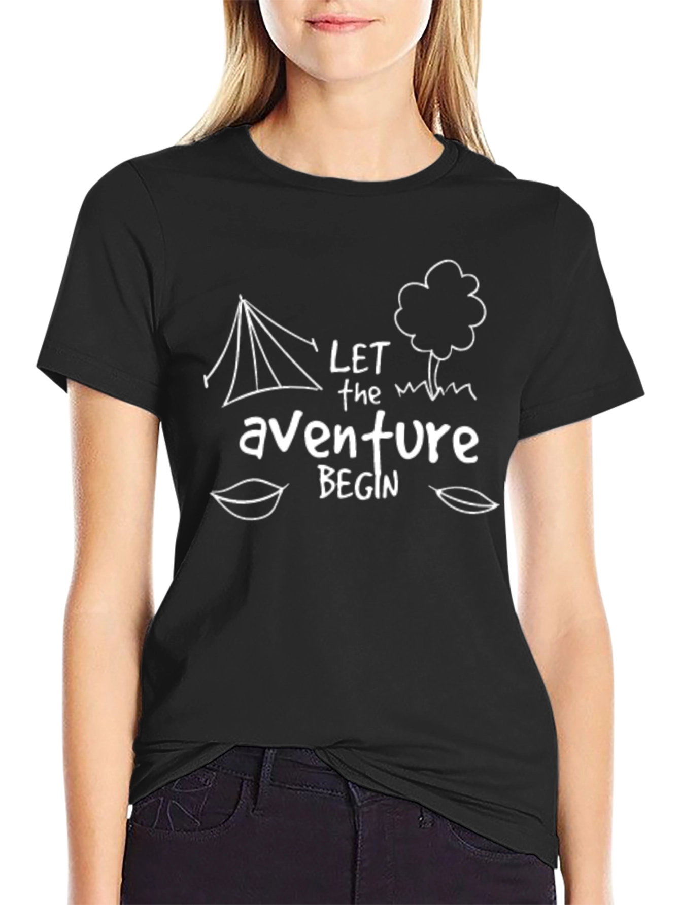 Adventure Begins Graphic Tee - Black