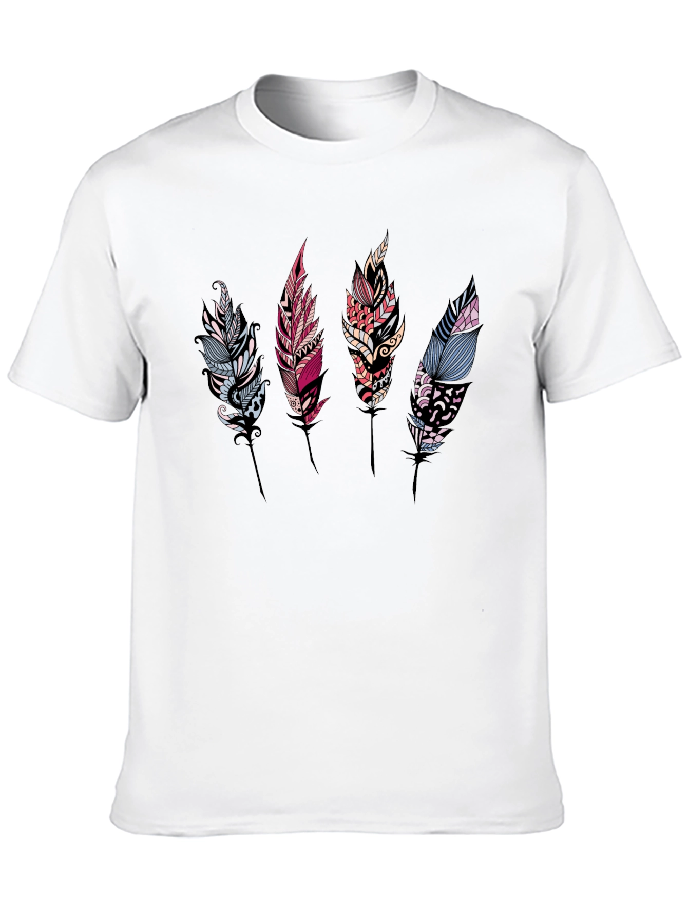 Feather Print Black T-Shirt