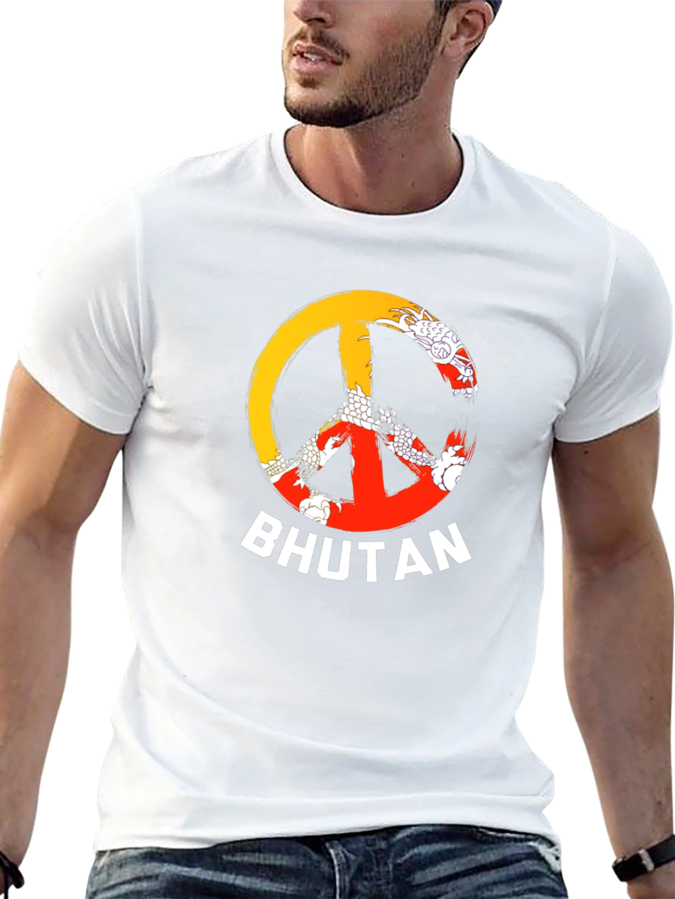 Bhutan Peace Sign T-Shirt - Mens Black Tee