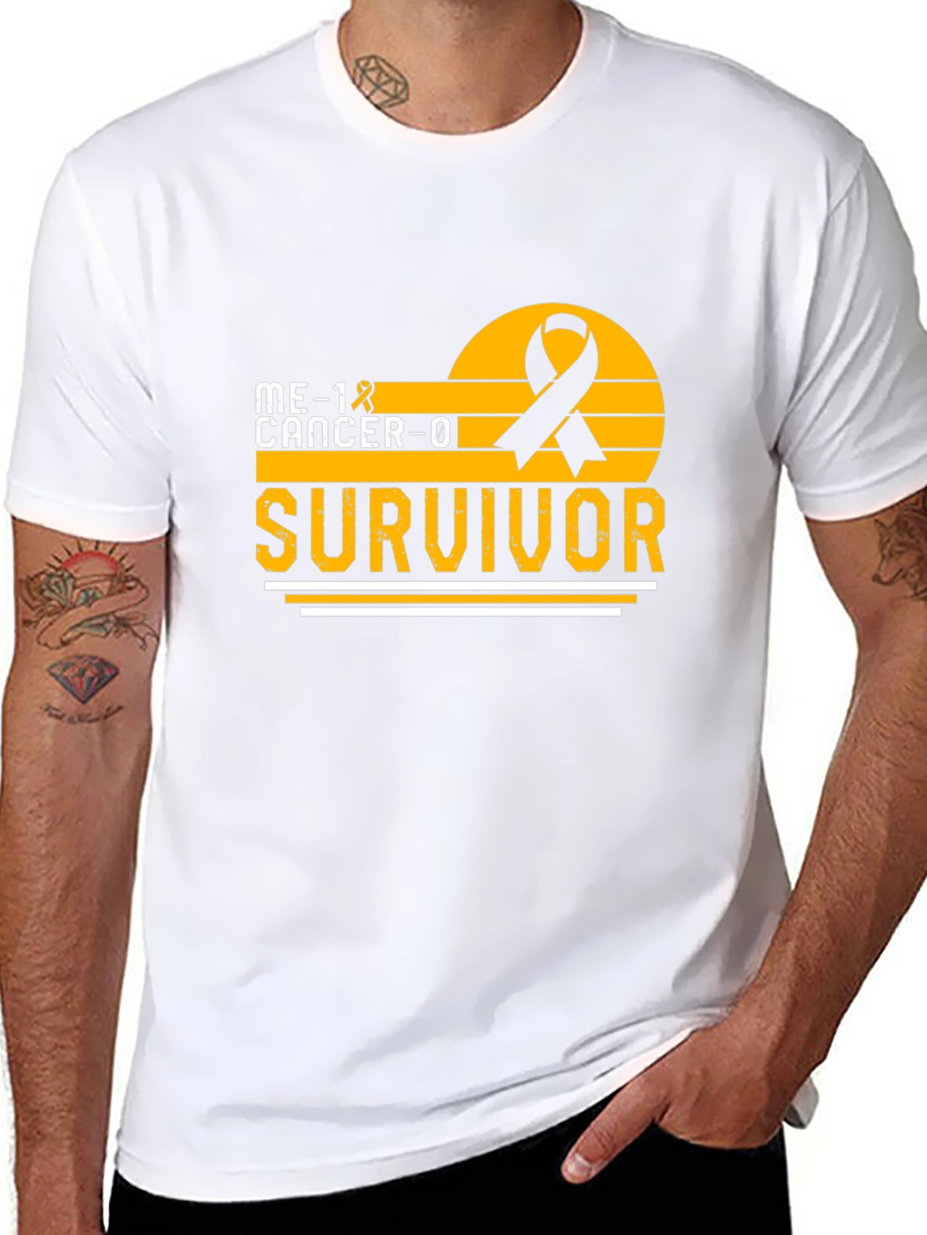 Cancer Survivor T-Shirt Black Ribbon Awareness Support