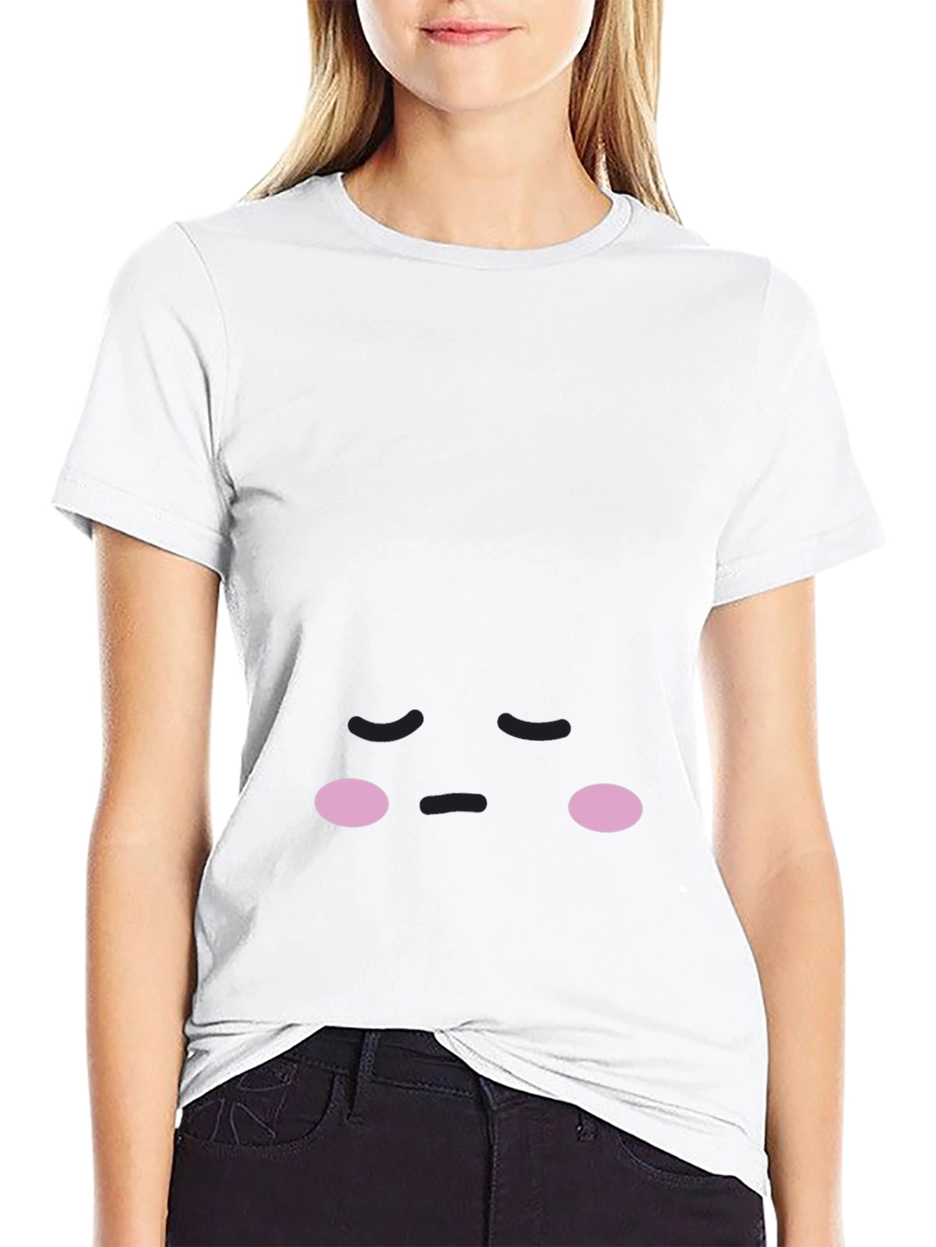 Cute Sad Face Black T-Shirt