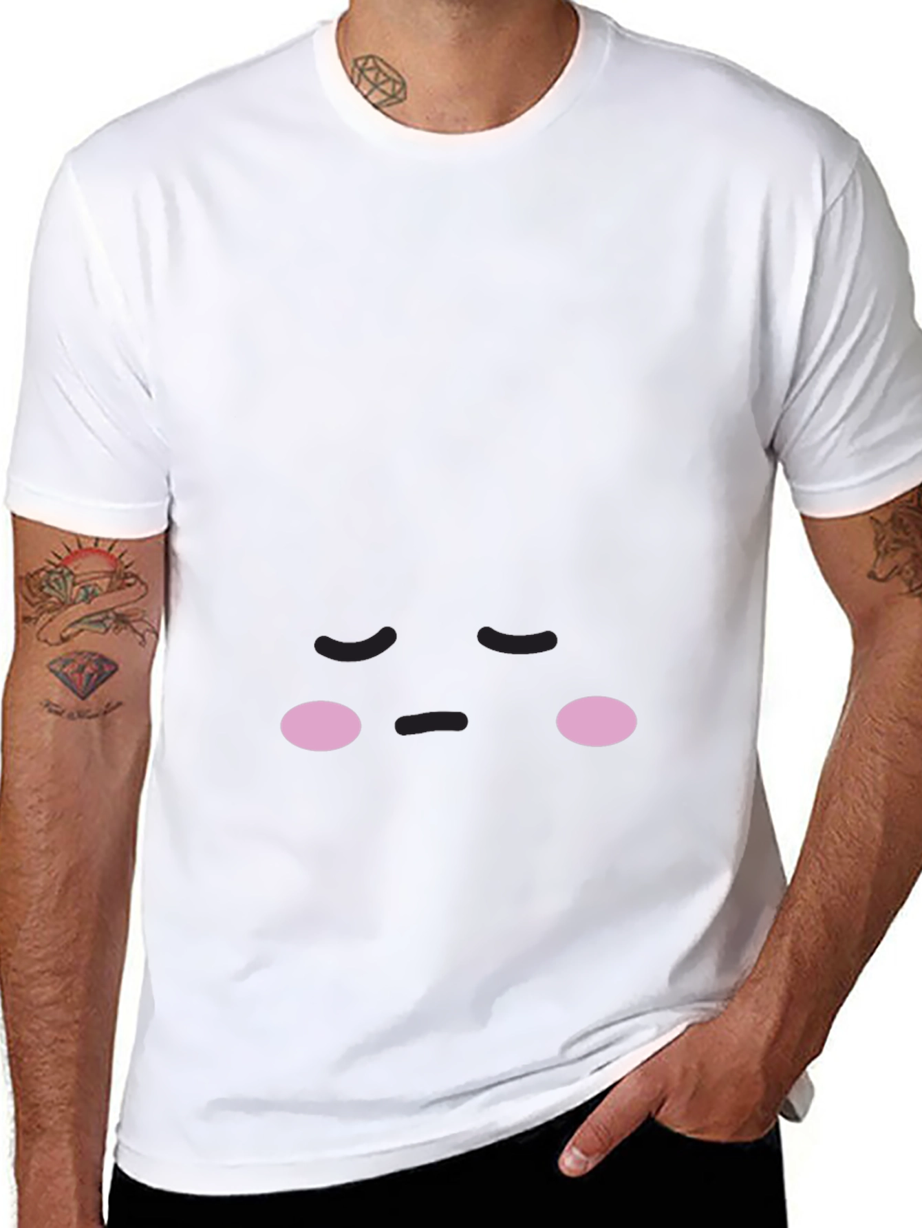 Cute Sad Face Black T-Shirt
