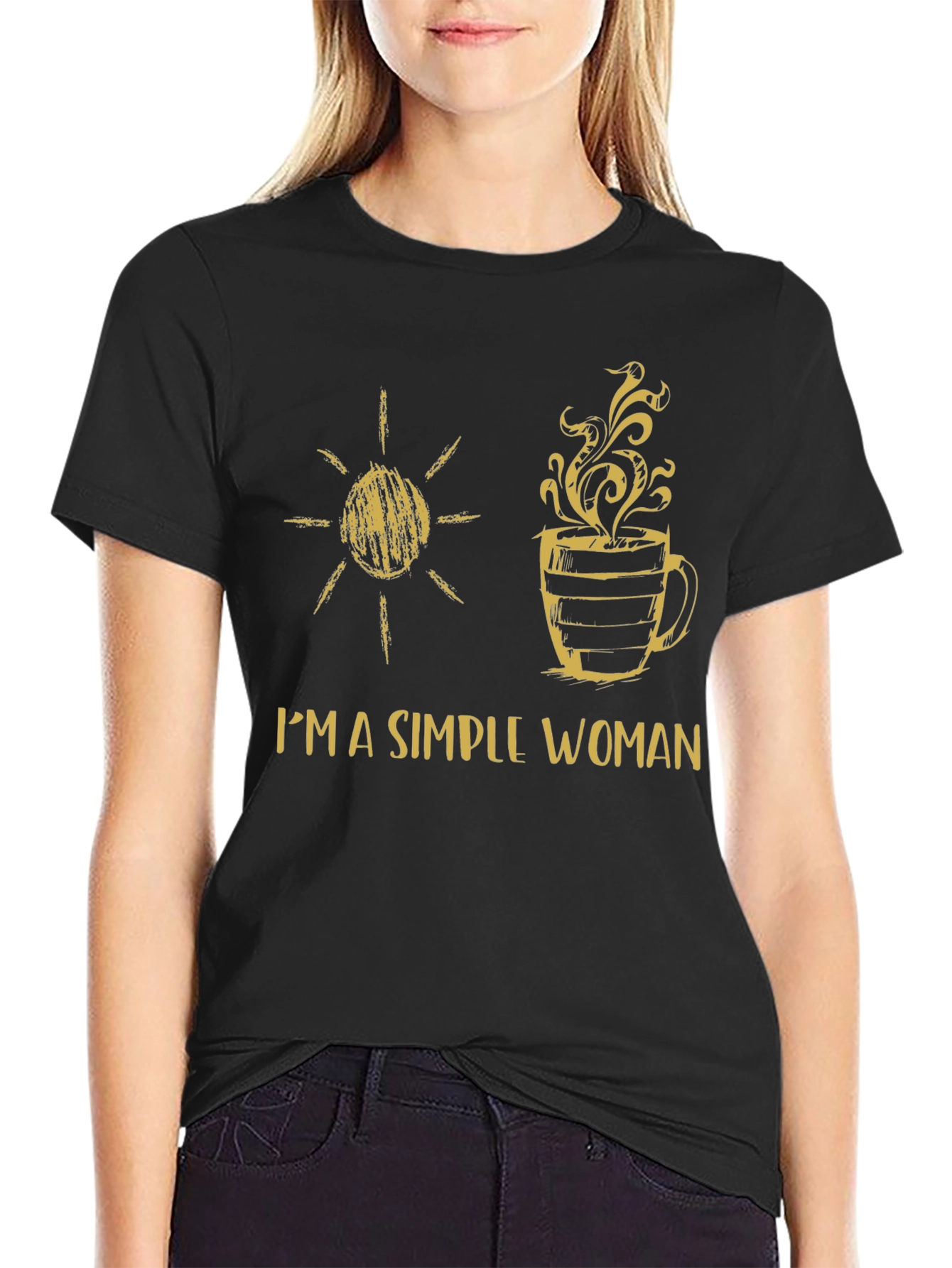 Simple Woman Sun & Coffee Graphic T-Shirt