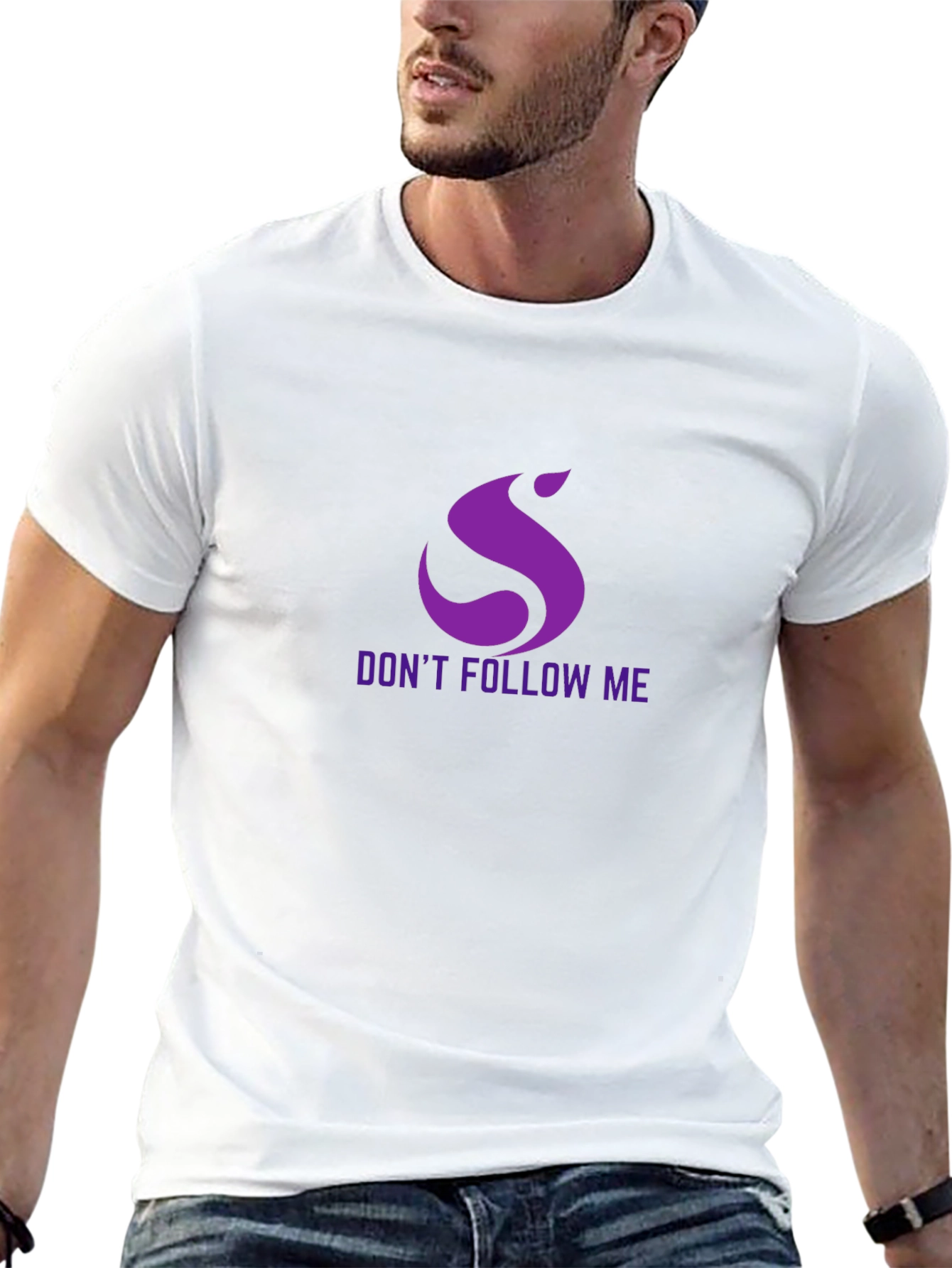 Dont Follow Me Purple Graphic Black T-Shirt