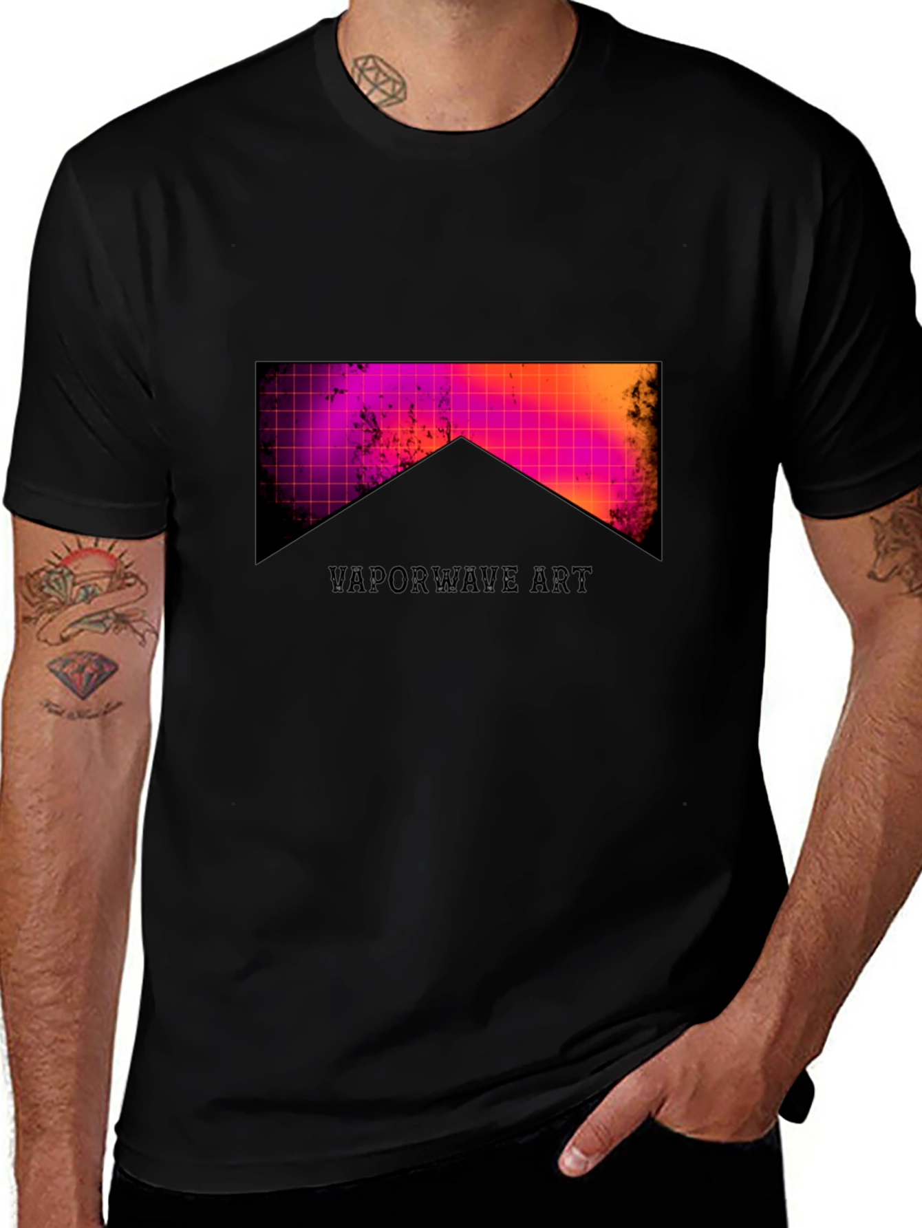 Vaporwave Art Black Tee - Retro Style