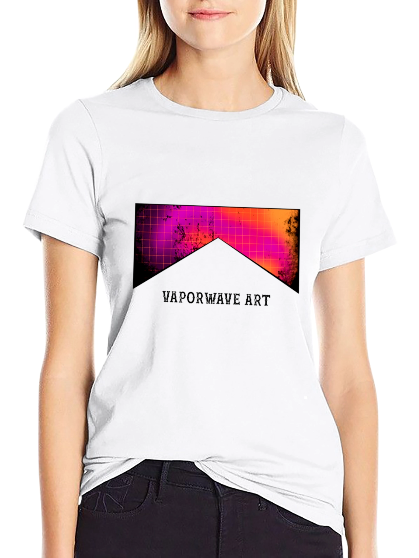 Vaporwave Art Black Tee - Retro Style