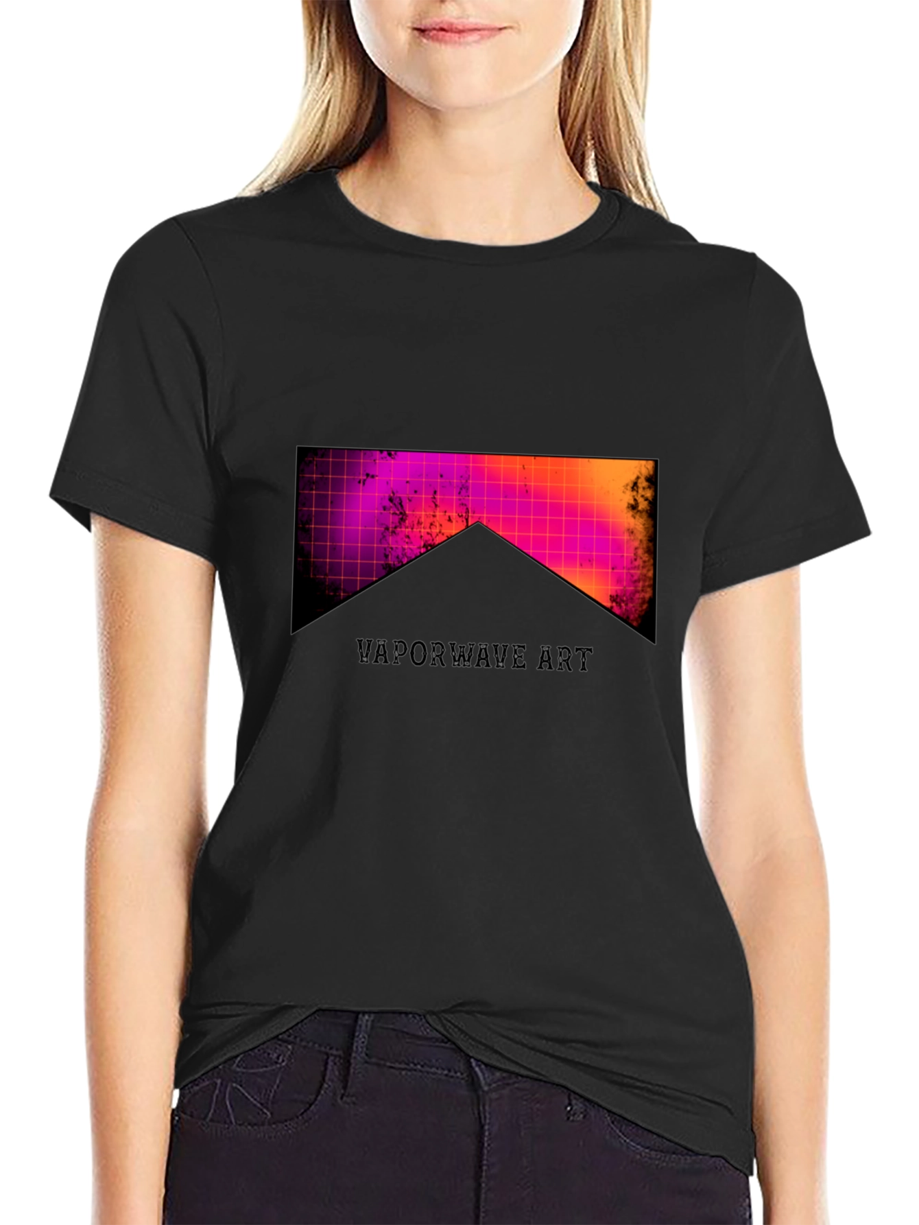 Vaporwave Art Black Tee - Retro Style