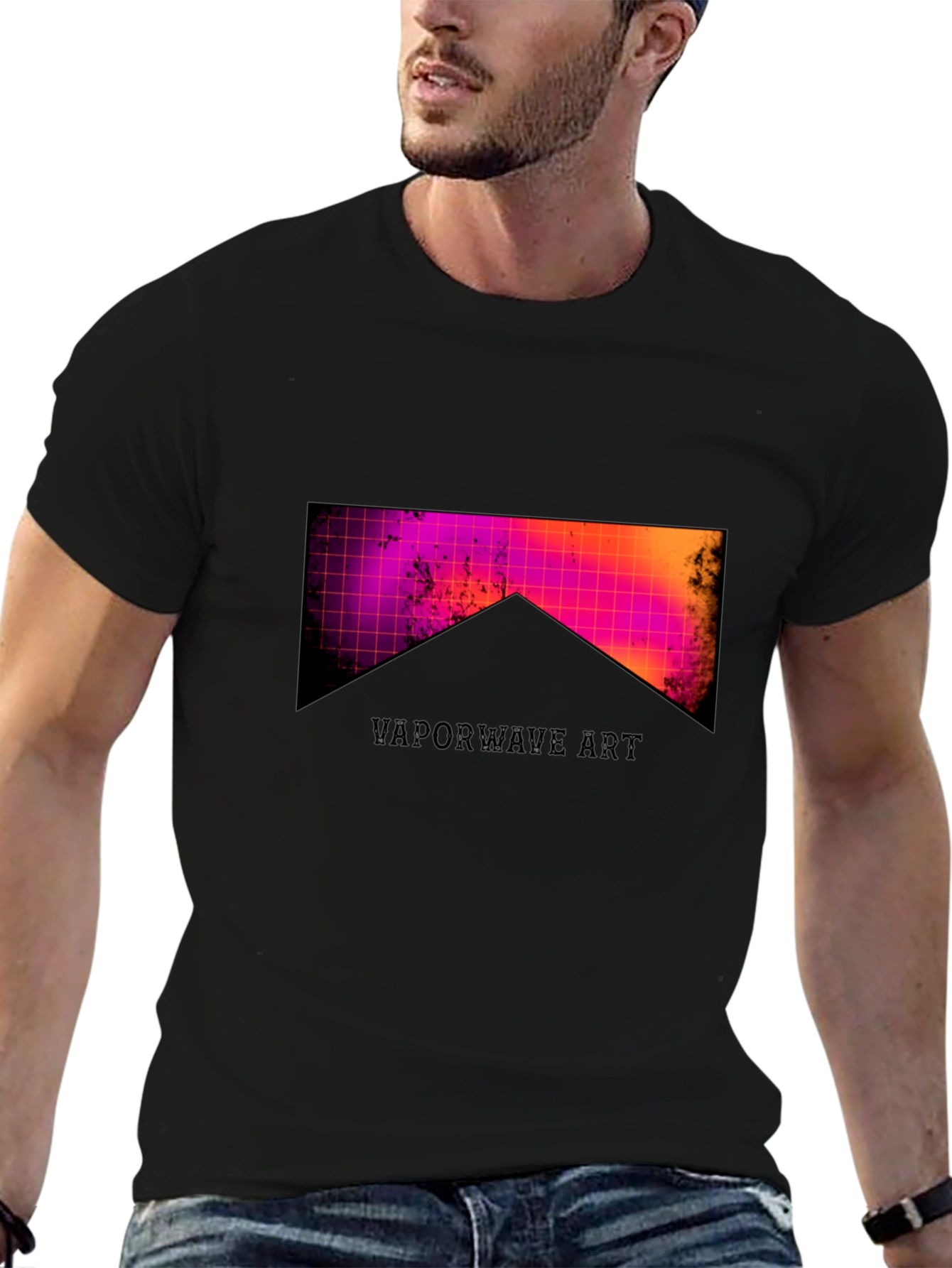 Vaporwave Art Black Tee - Retro Style