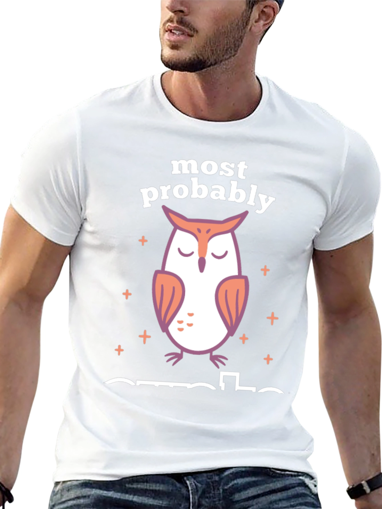 Most Probably Asleep Owl Graphic T-Shirt