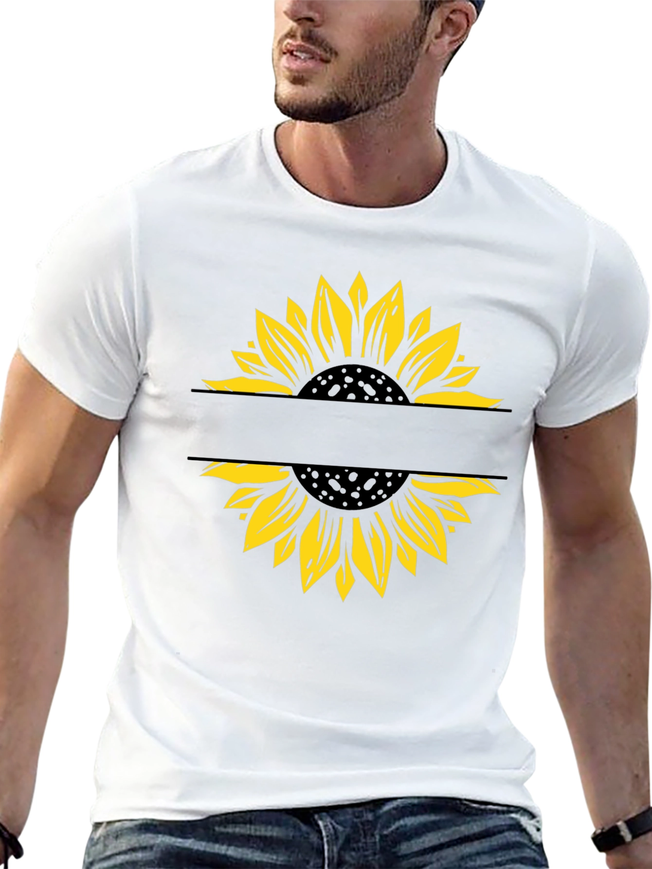 Sunflower Graphic T-Shirt - Modern Split Design