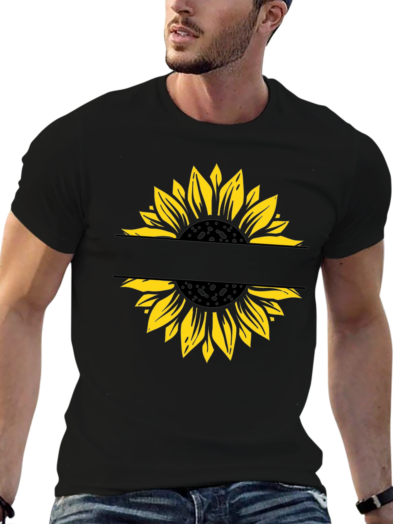 Sunflower Graphic T-Shirt - Modern Split Design