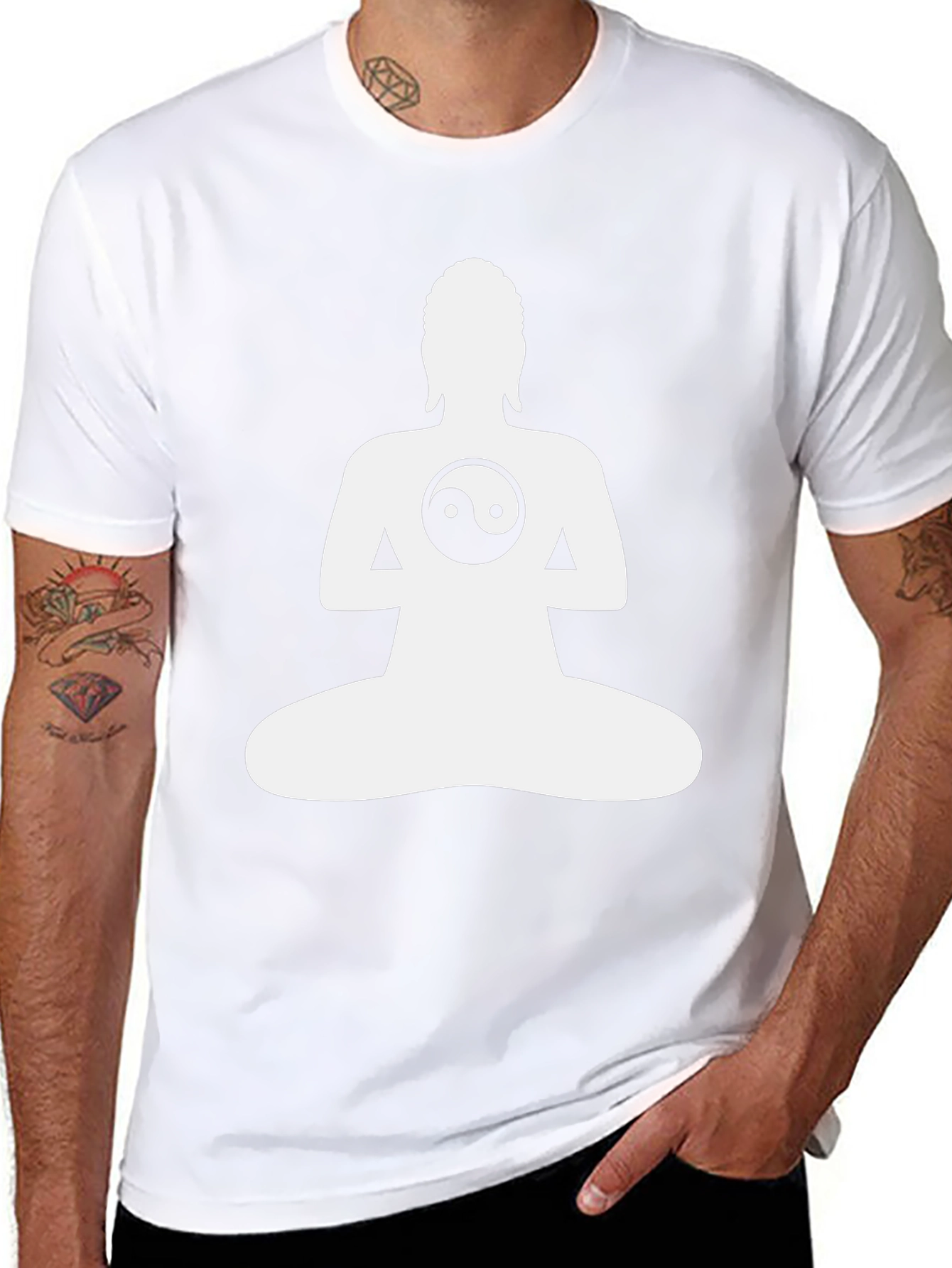 Yin Yang Buddha Graphic Tee - Black