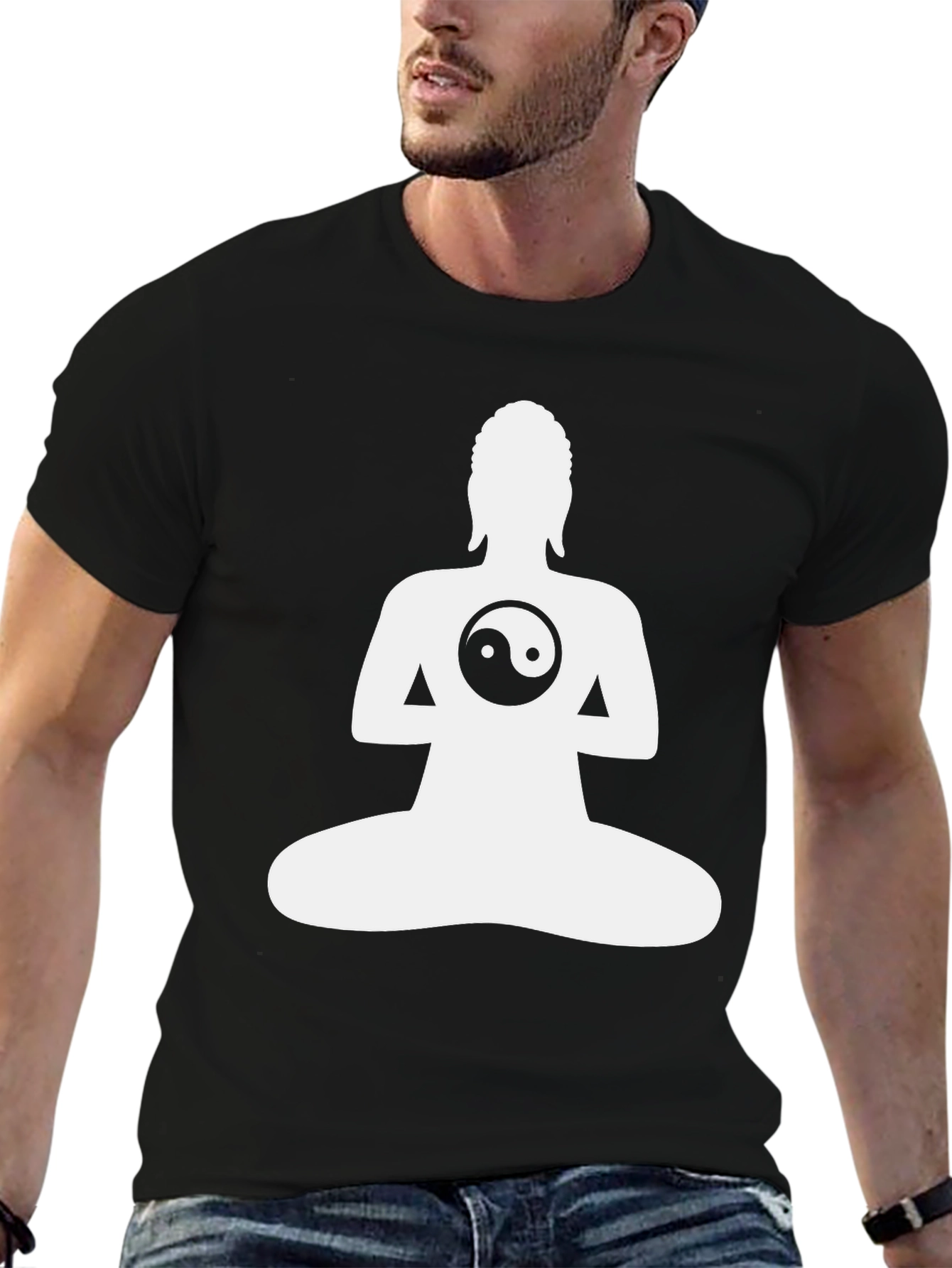Yin Yang Buddha Graphic Tee - Black