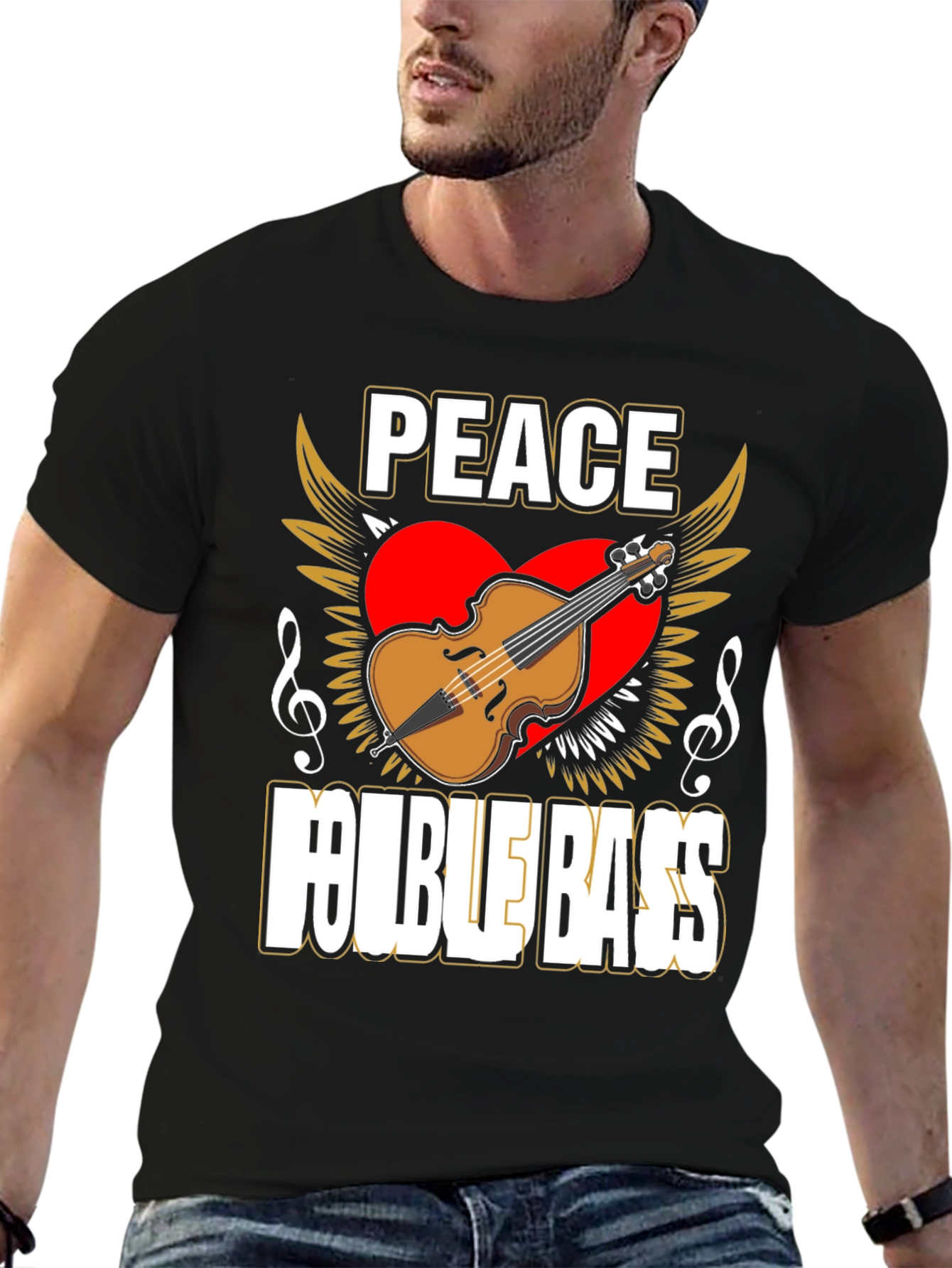 Peace Double Bass Black Graphic Tee