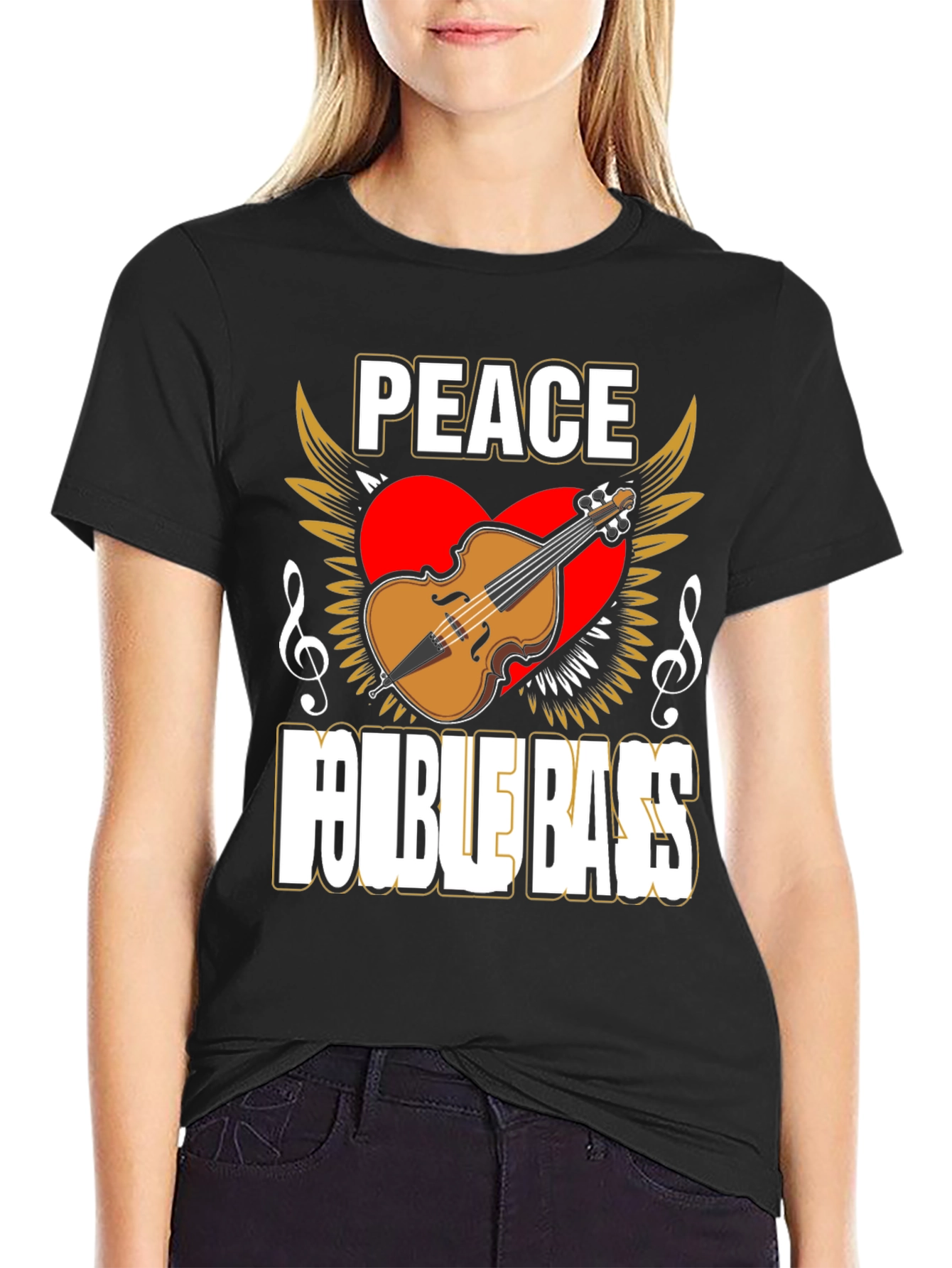 Peace Double Bass Black Graphic Tee