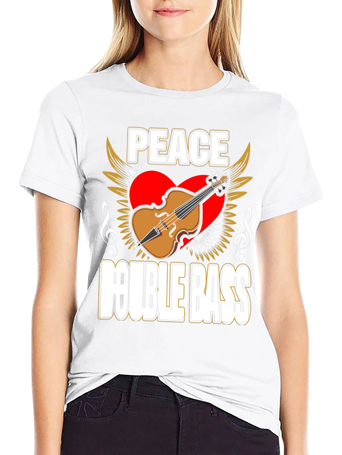 Peace Double Bass Black Graphic Tee