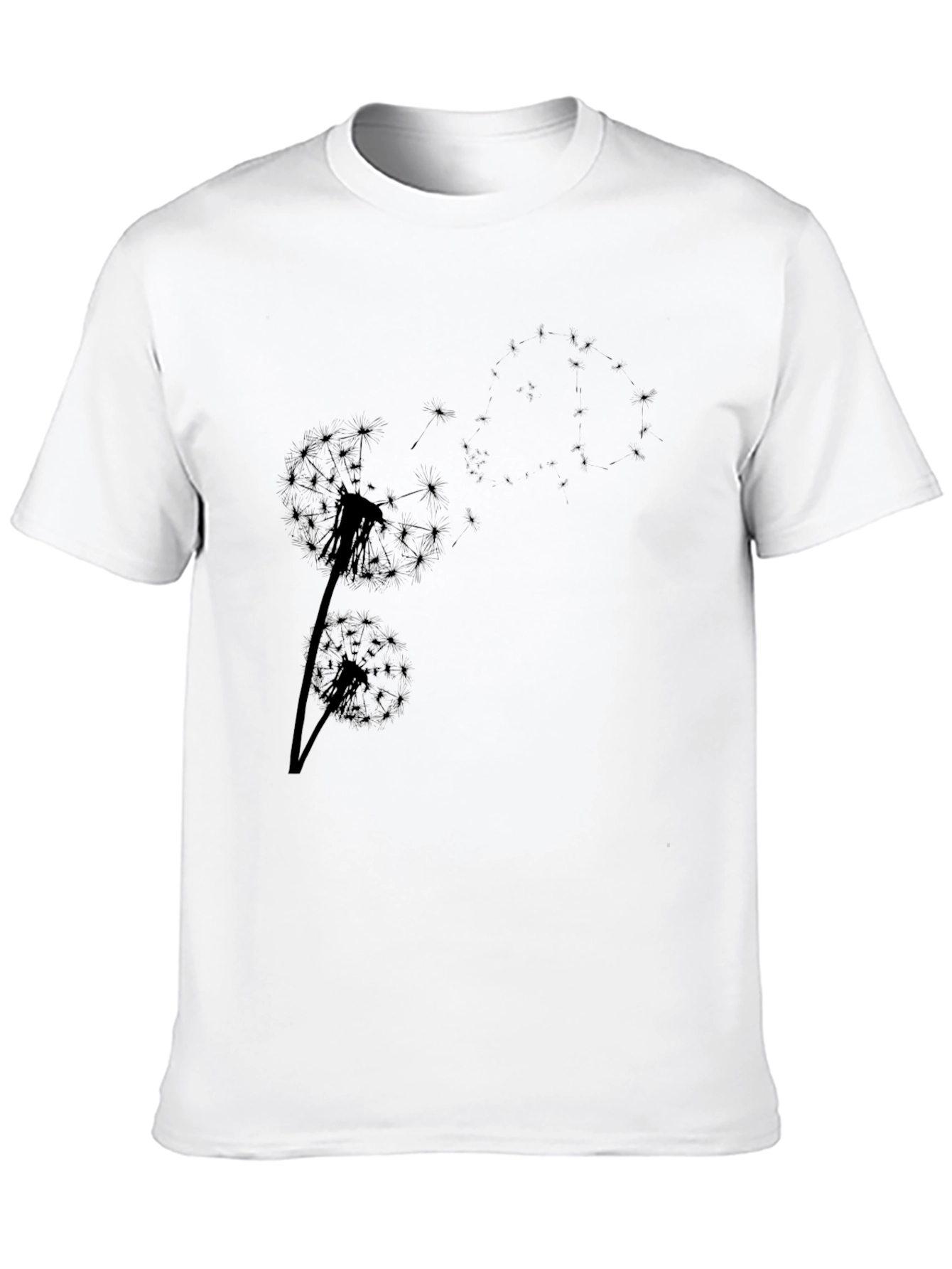 Dandelion Print Black T-Shirt - Casual Comfort