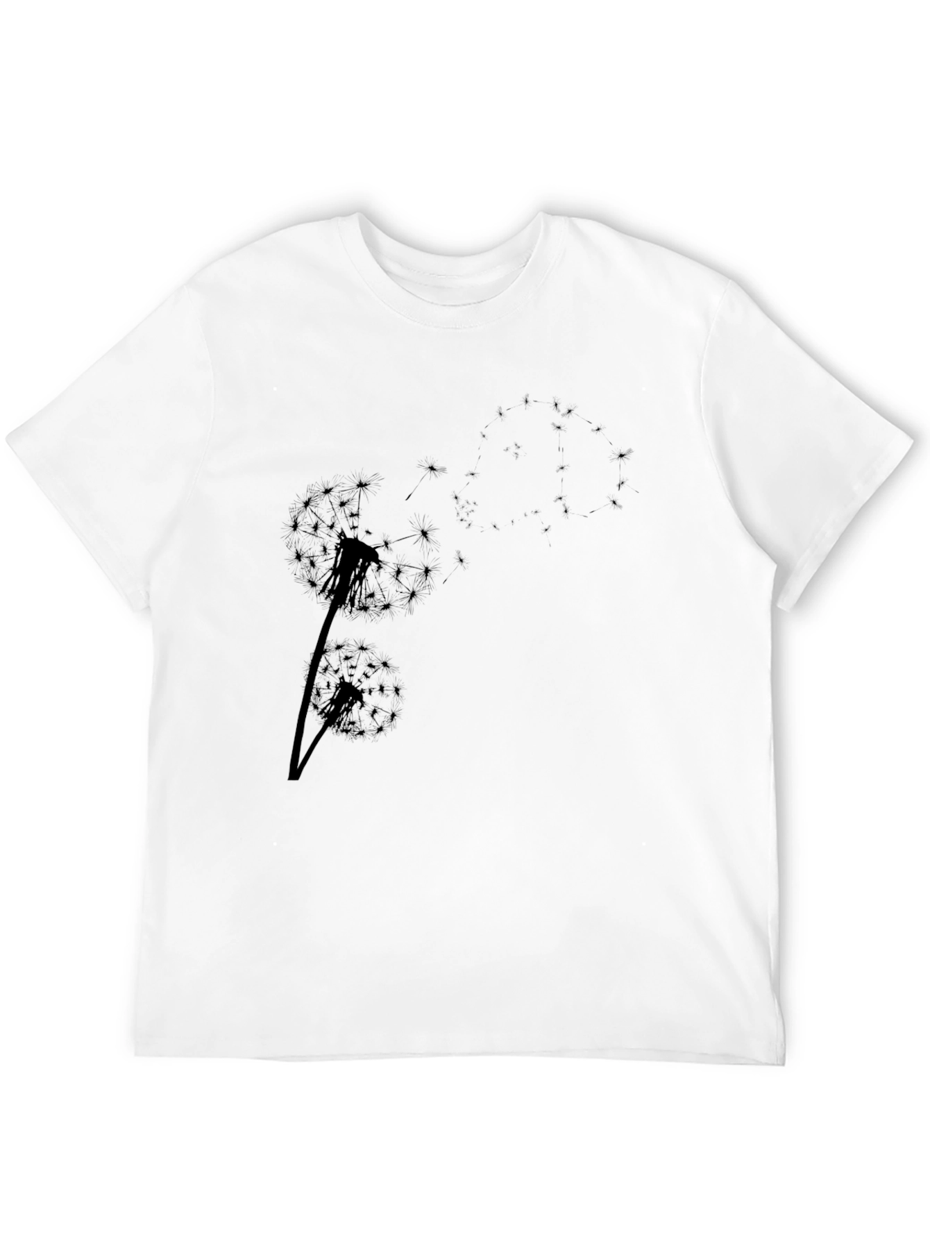 Dandelion Print Black T-Shirt - Casual Comfort