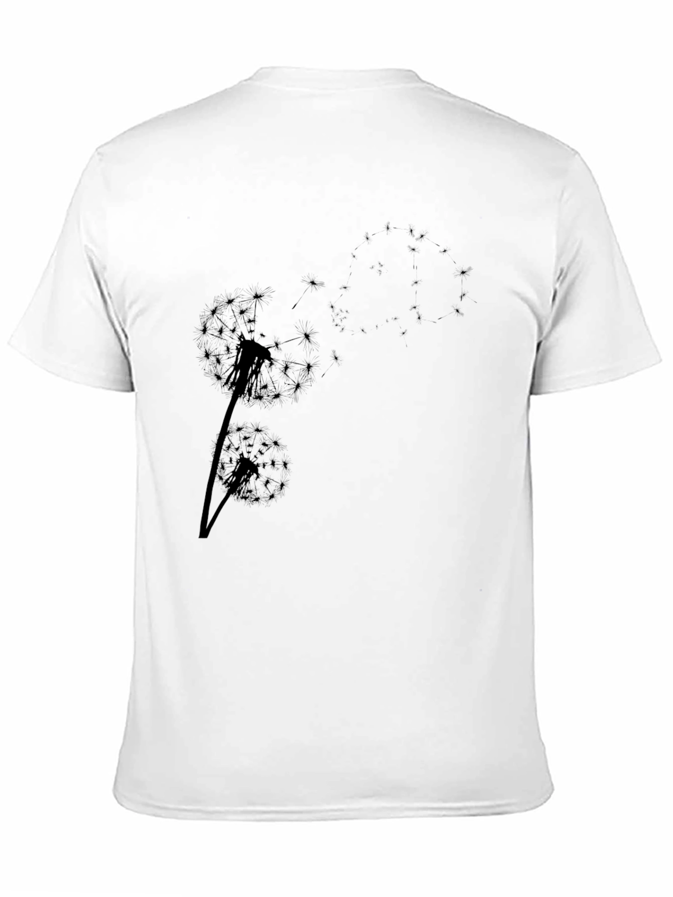 Dandelion Print Black T-Shirt - Casual Comfort