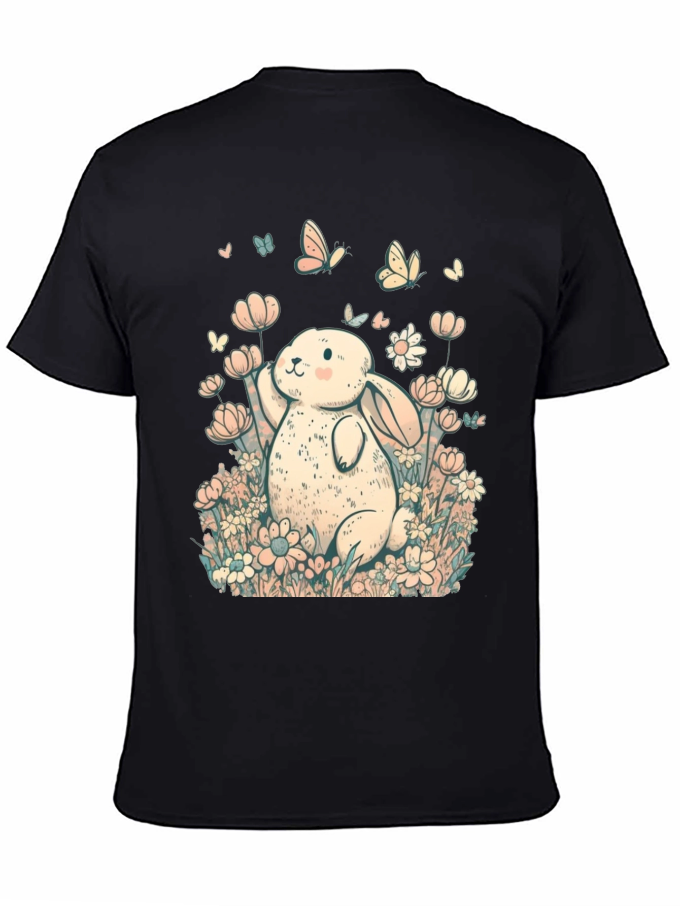 Cute Bunny Floral Graphic T-Shirt