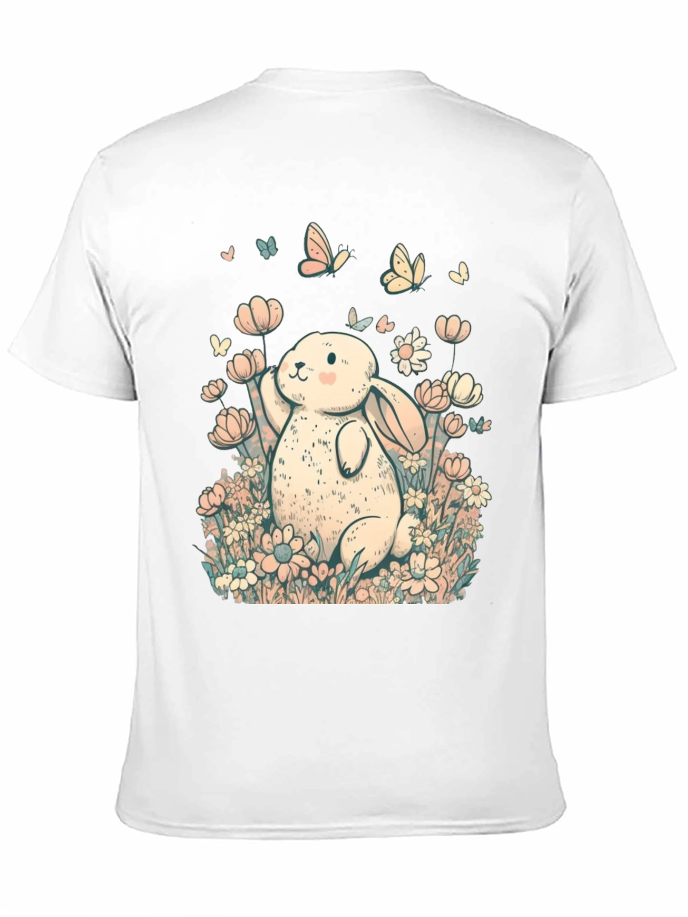 Cute Bunny Floral Graphic T-Shirt