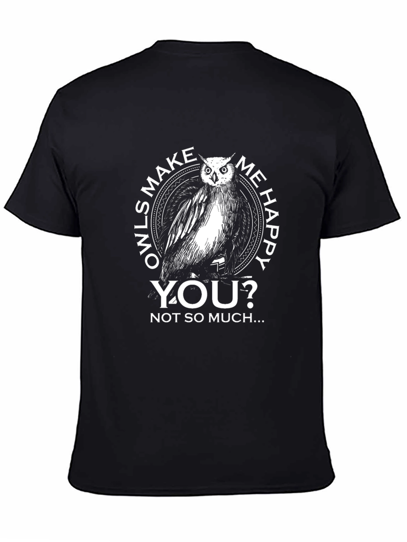 Owls Make Me Happy Mens Black Graphic Tee