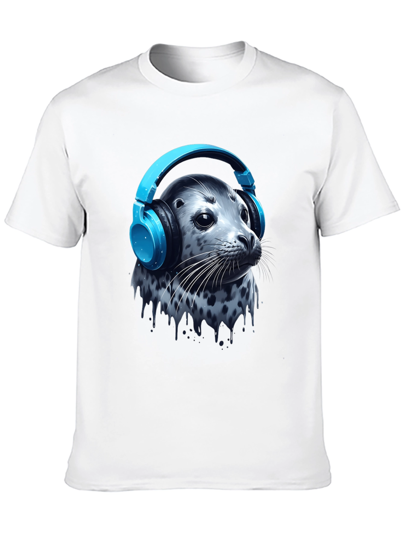 Seal with Headphones T-Shirt - Cool Graphic Tee