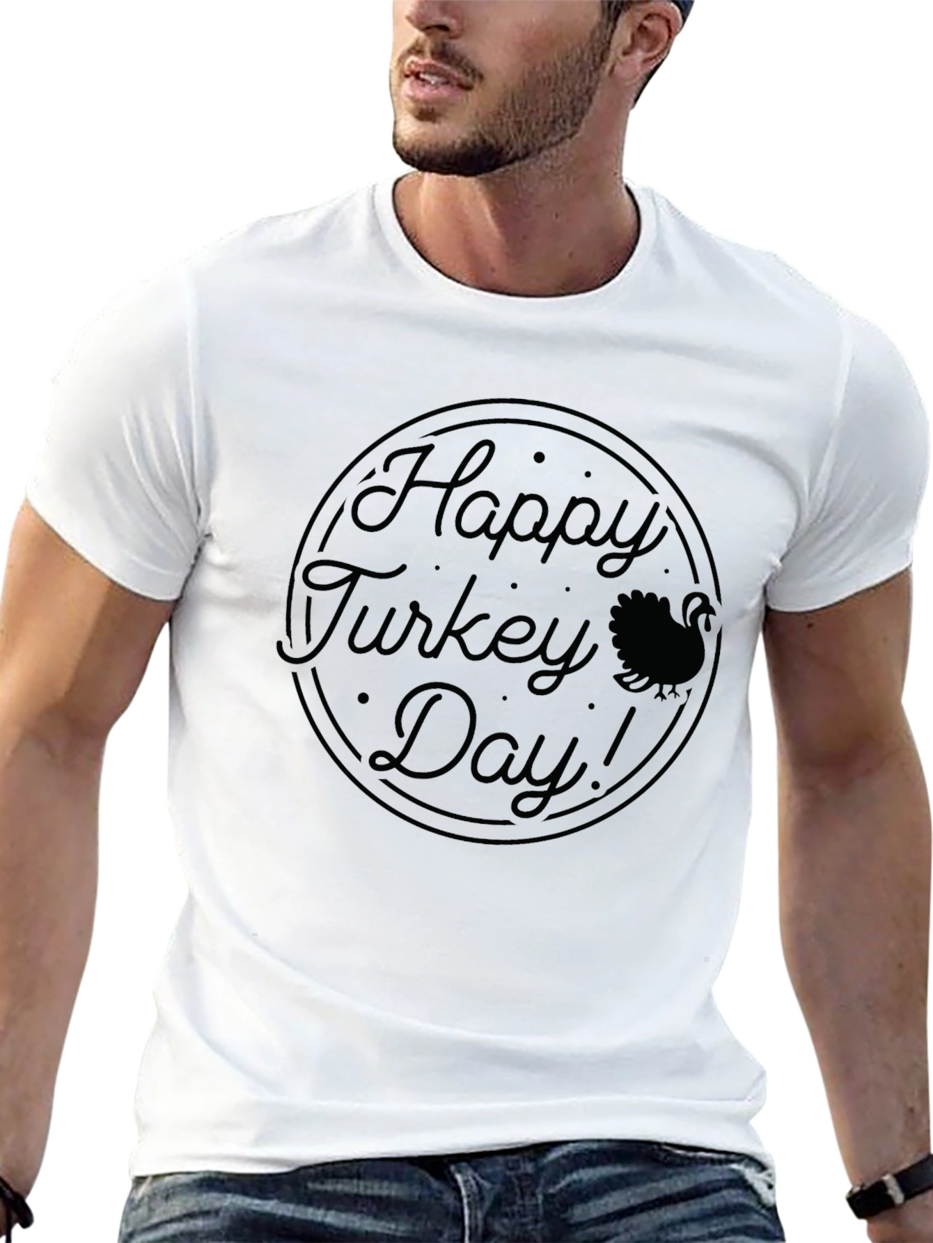 Happy Turkey Day Graphic Tee - Thanksgiving Shirt