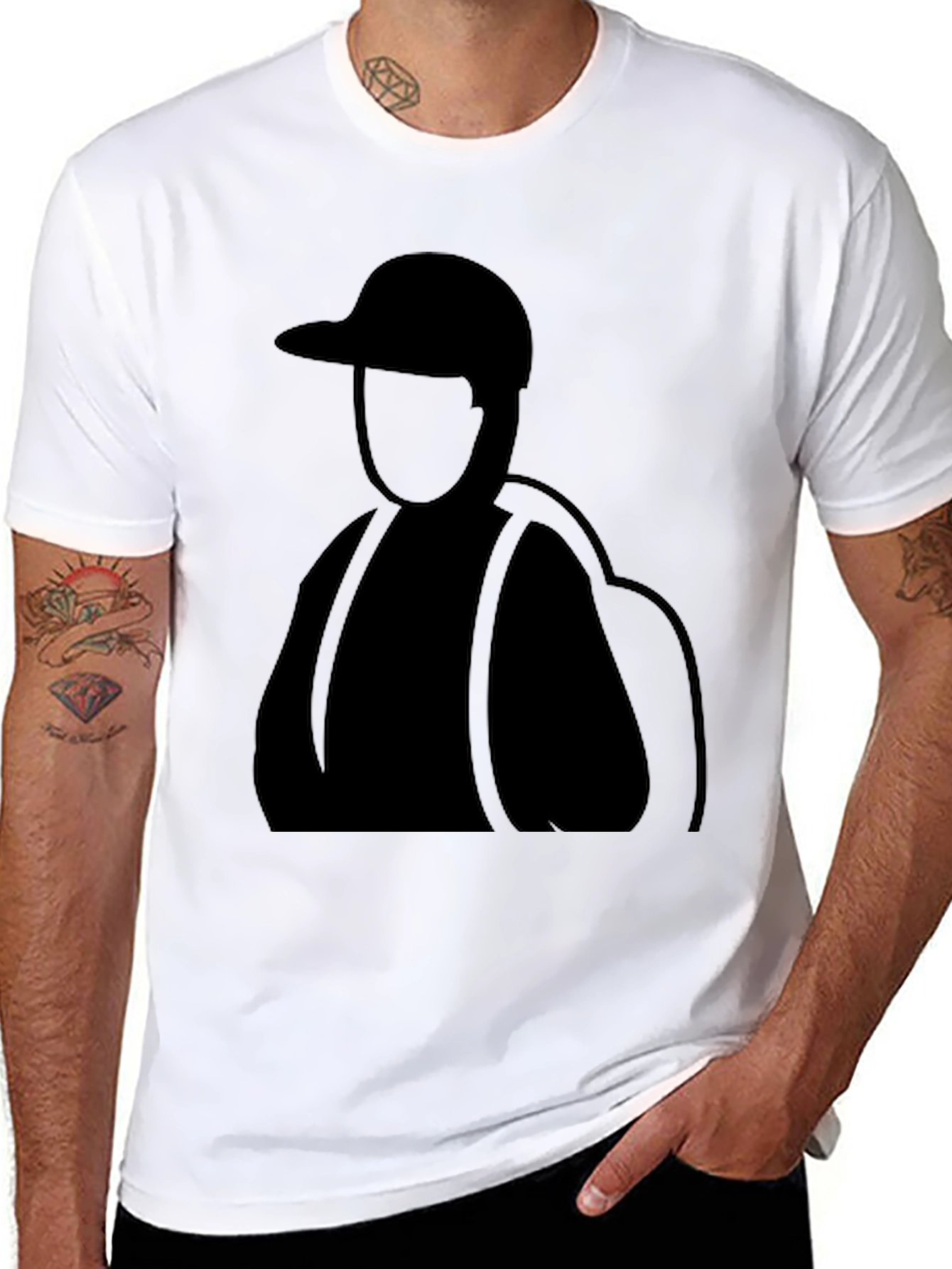Black T-Shirt with Backpacker Design